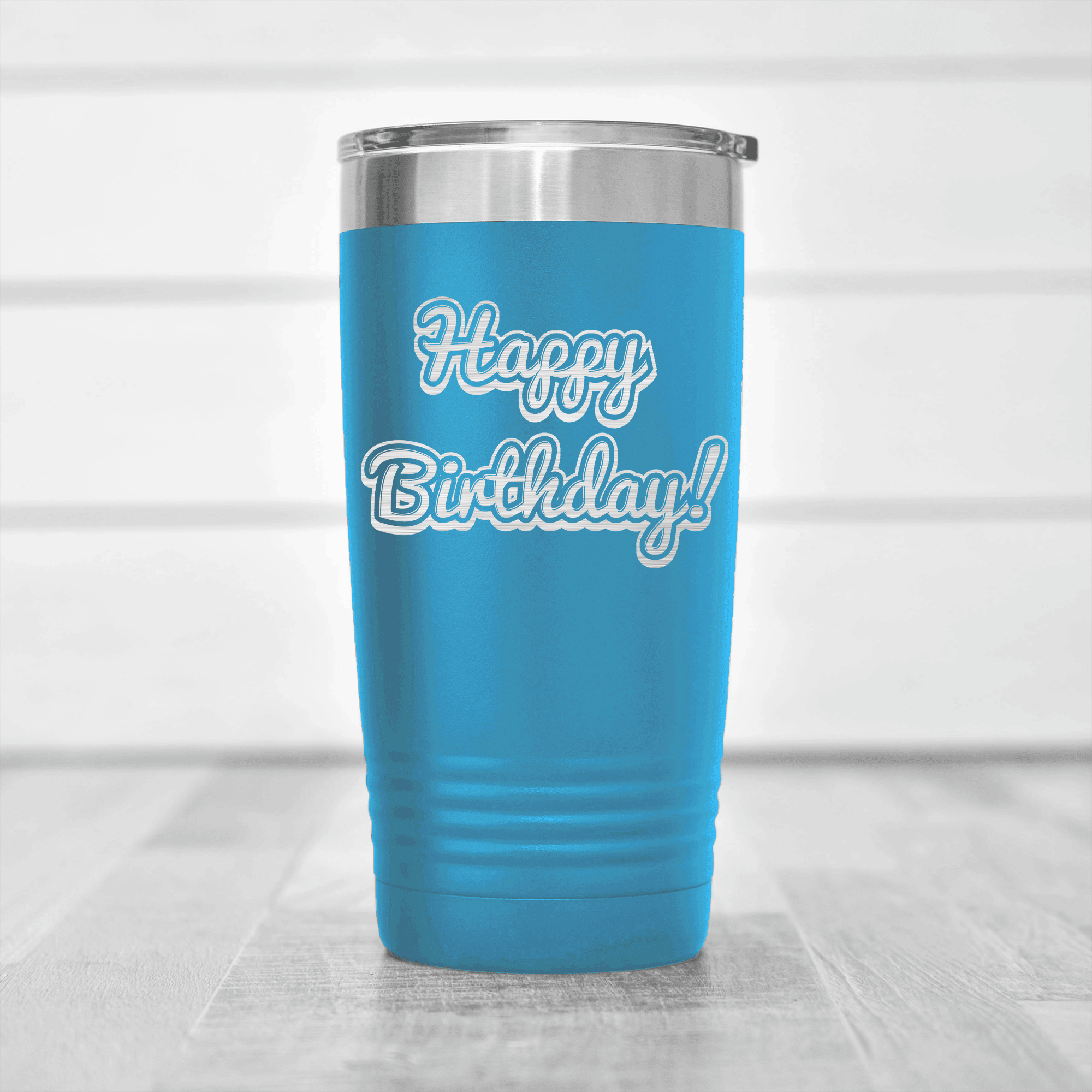 Light Blue birthday tumbler Happy Birthday