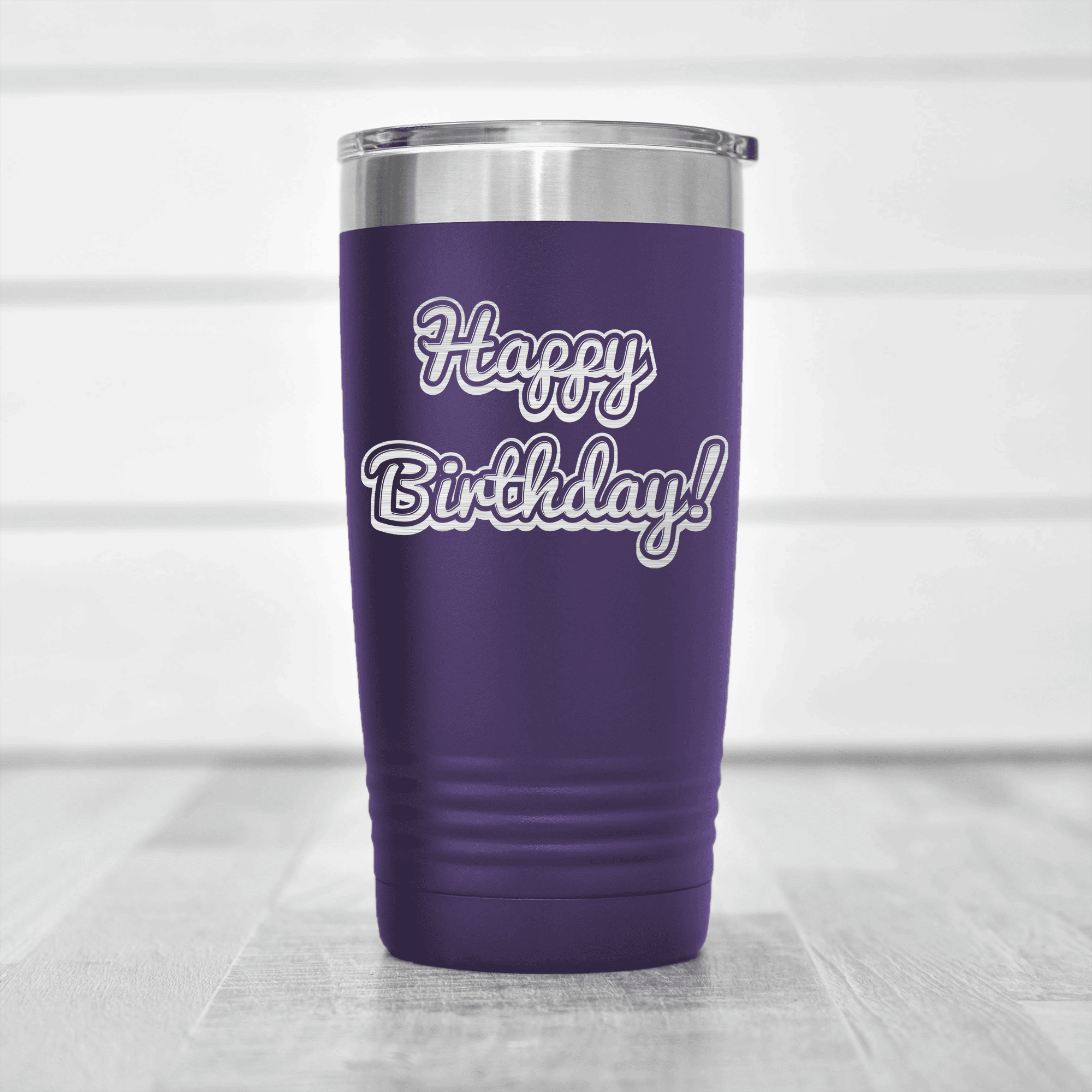 Purple birthday tumbler Happy Birthday