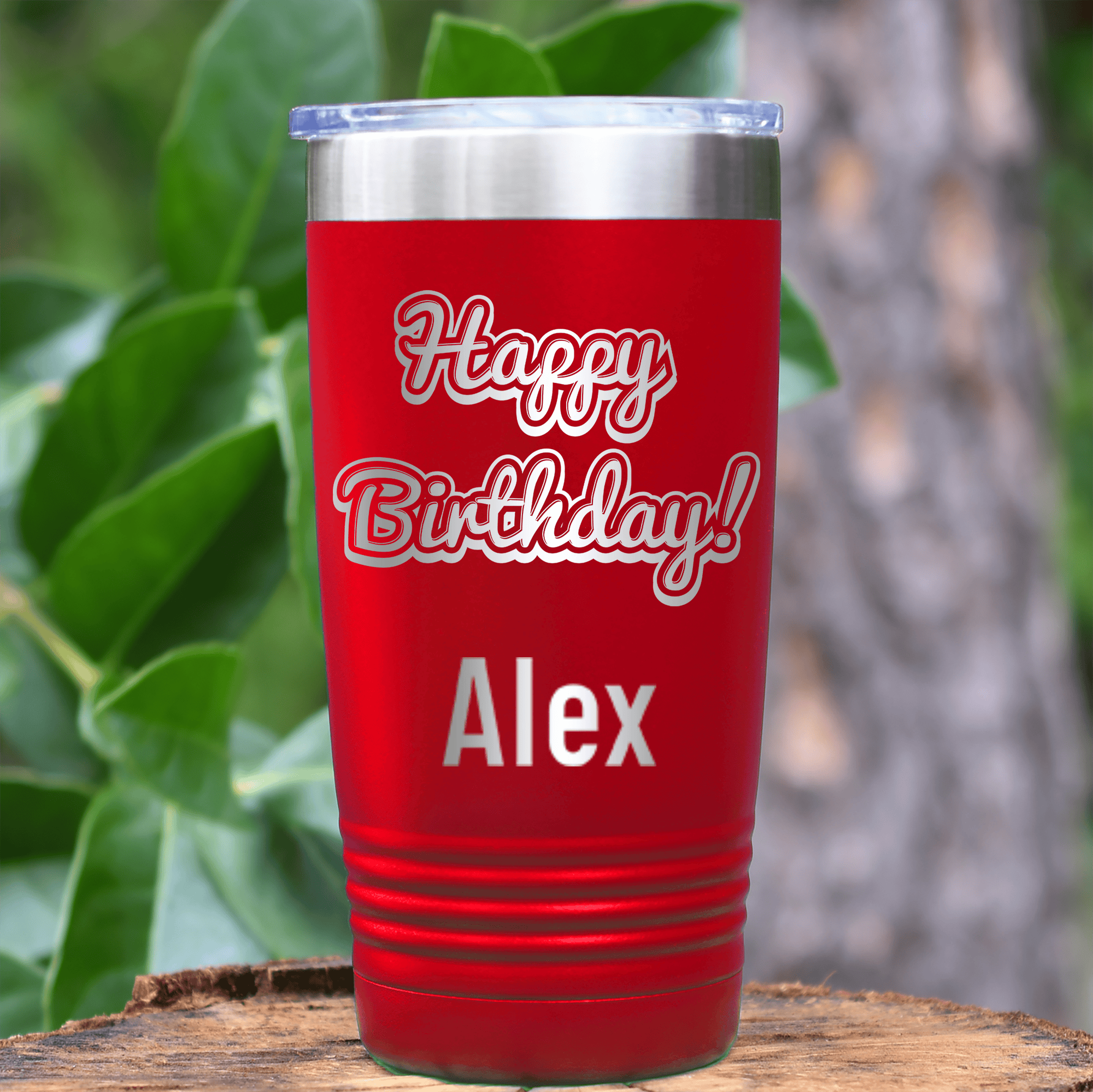 Red Birthday Tumbler With Happy Birthday Design