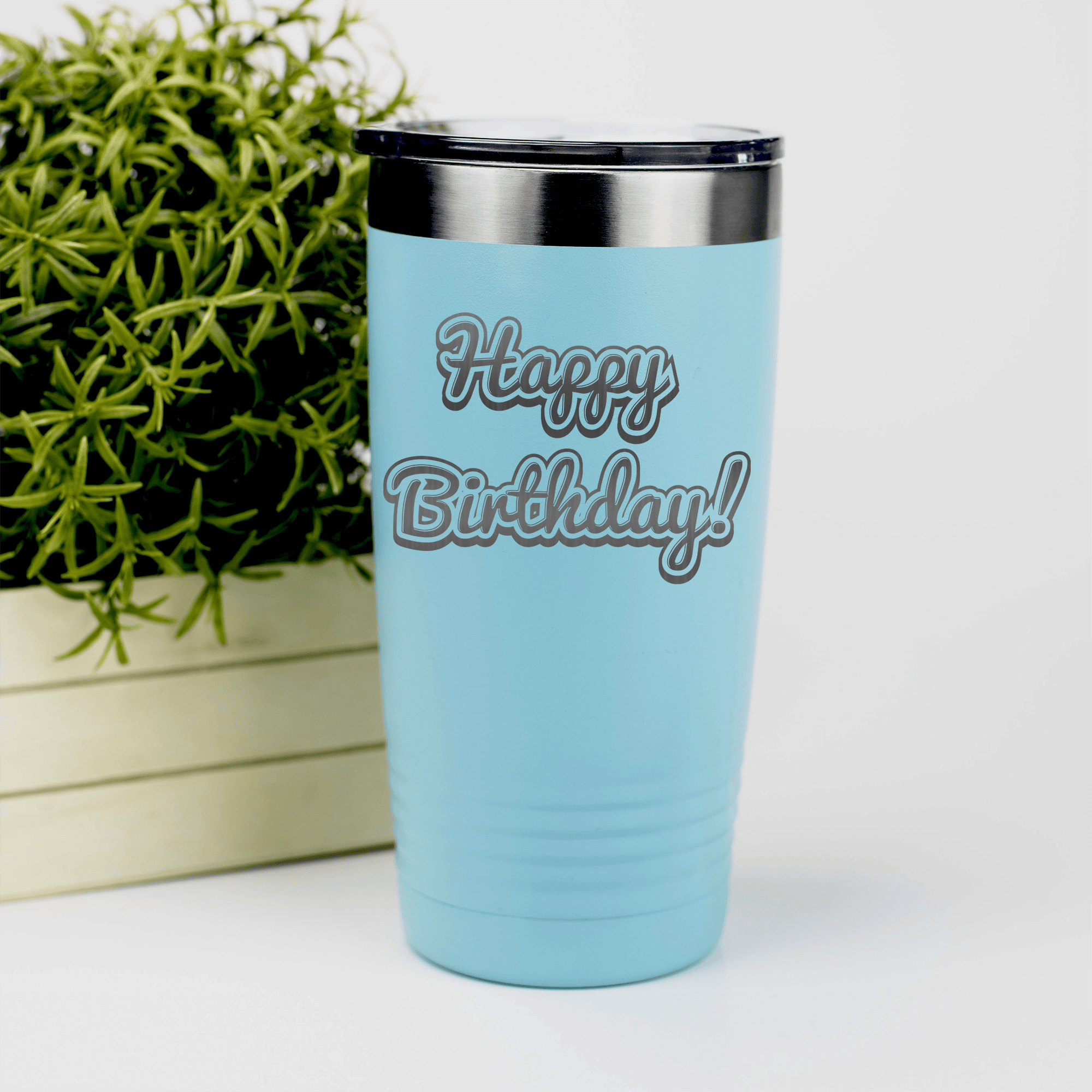 Teal birthday tumbler Happy Birthday