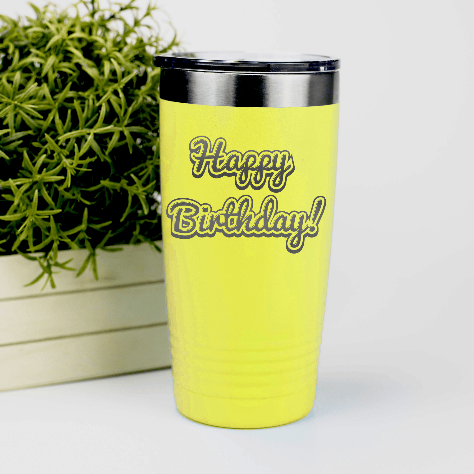 Yellow birthday tumbler Happy Birthday