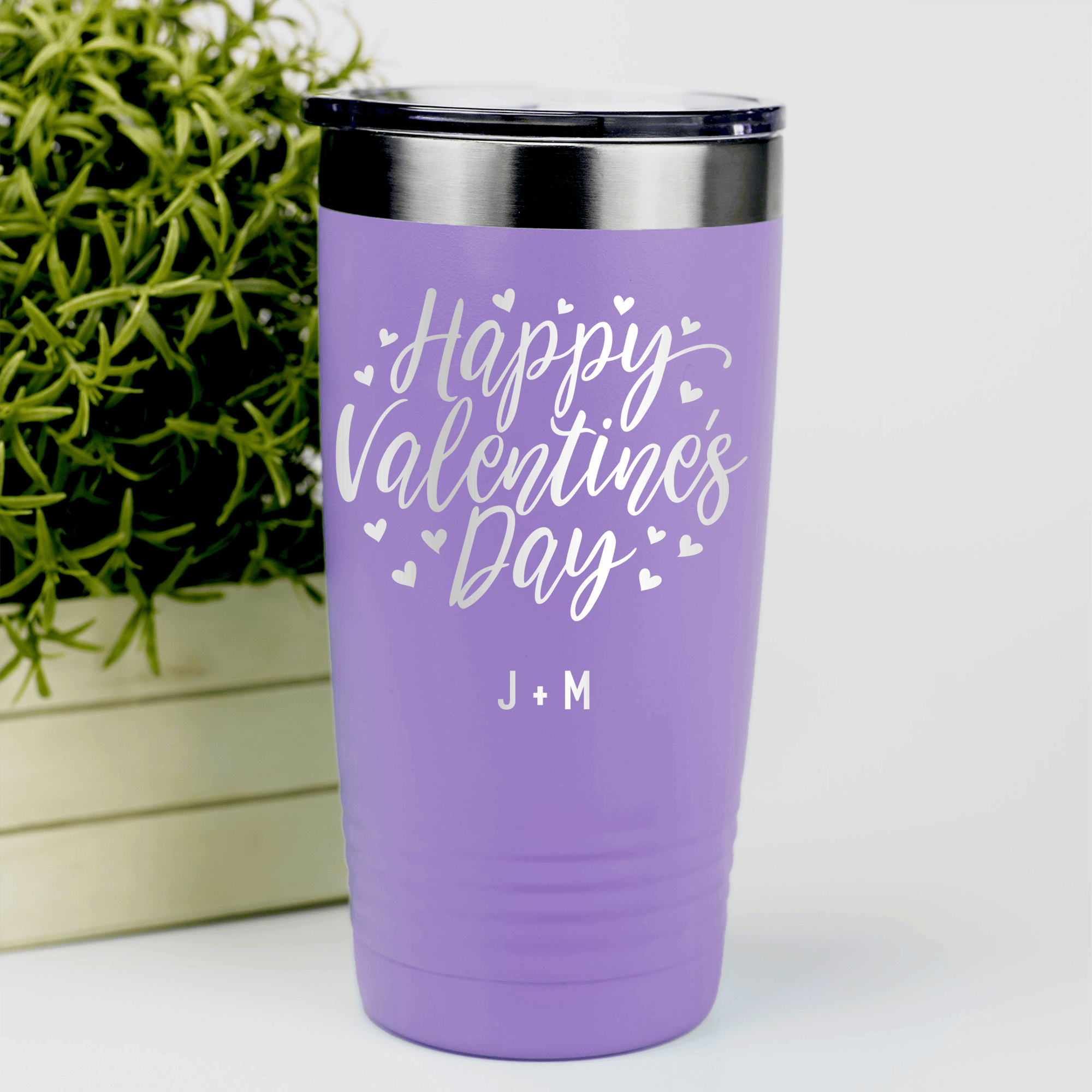 Light Purple Valentines Day Tumbler With Happy Valentines Day Design