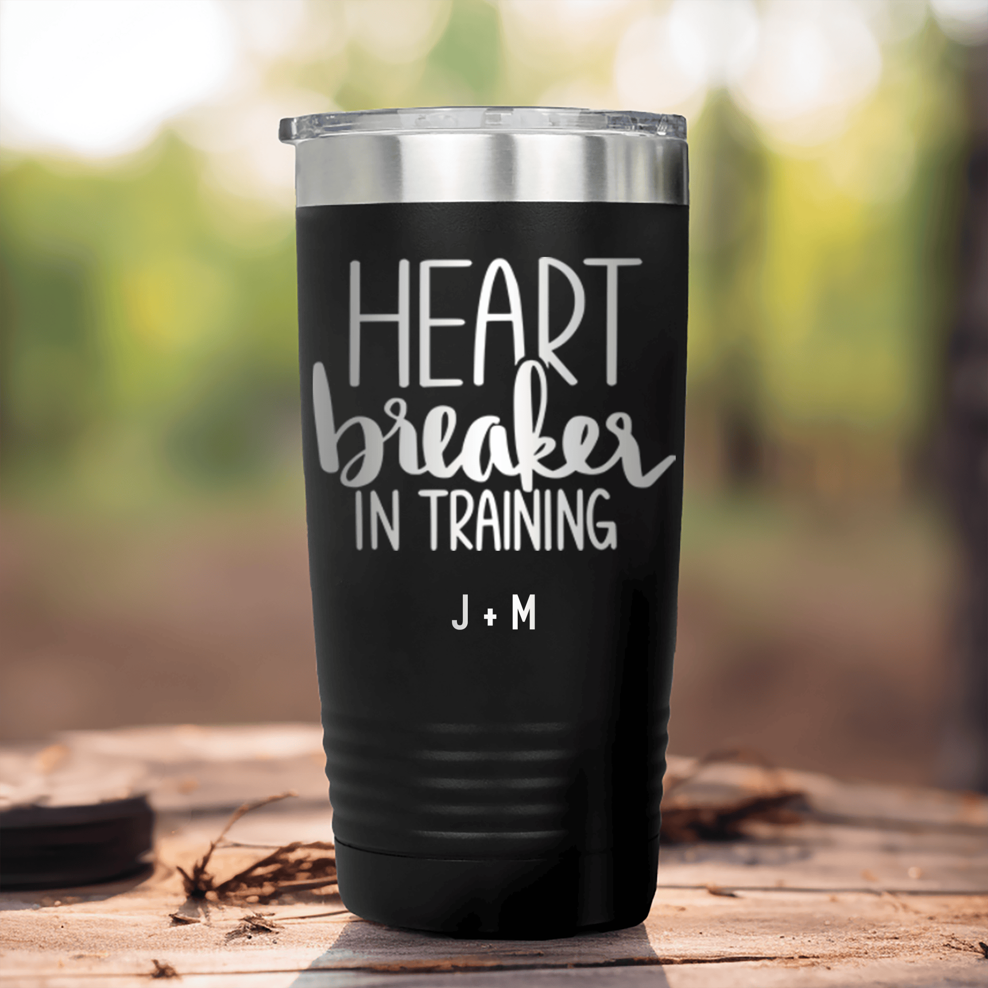 Black Valentines Day Tumbler With Heart Breaker In Training Design