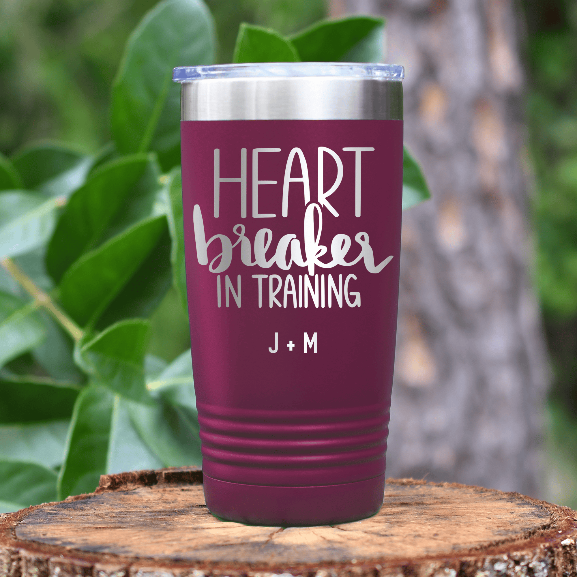 Maroon Valentines Day Tumbler With Heart Breaker In Training Design