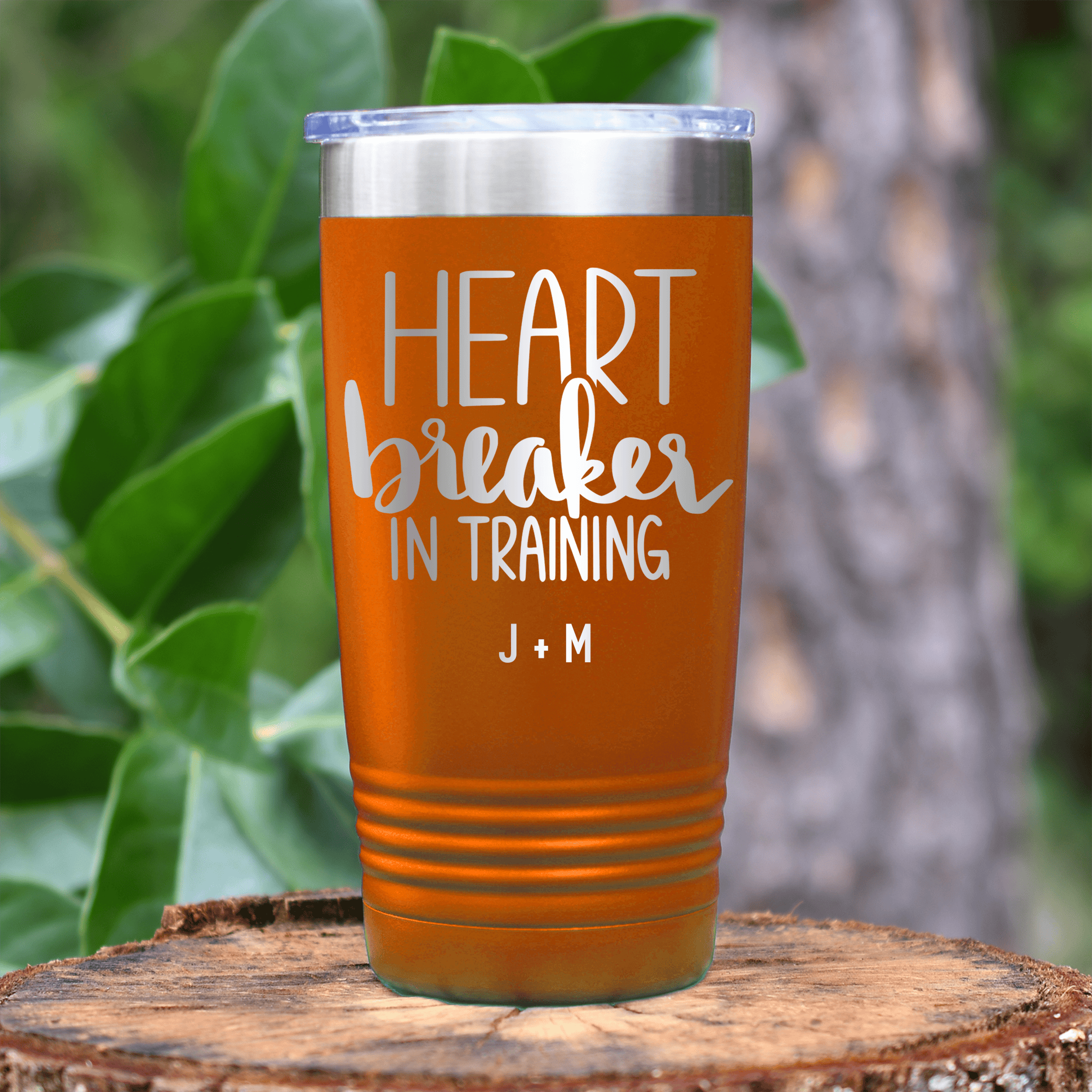 Orange Valentines Day Tumbler With Heart Breaker In Training Design