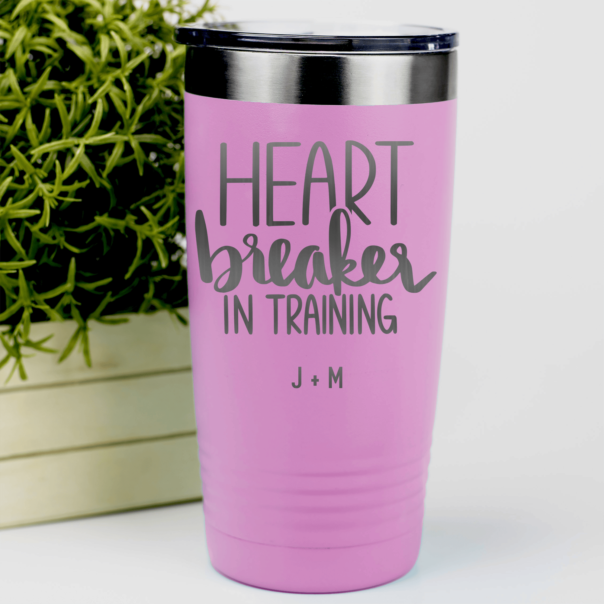 Pink Valentines Day Tumbler With Heart Breaker In Training Design