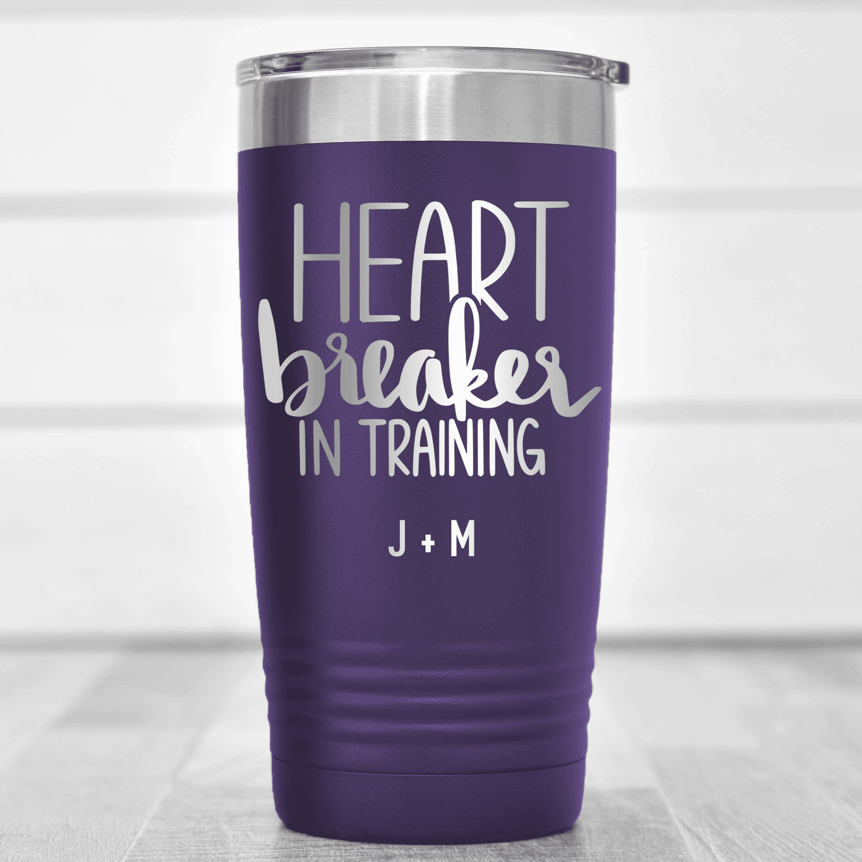 Purple Valentines Day Tumbler With Heart Breaker In Training Design