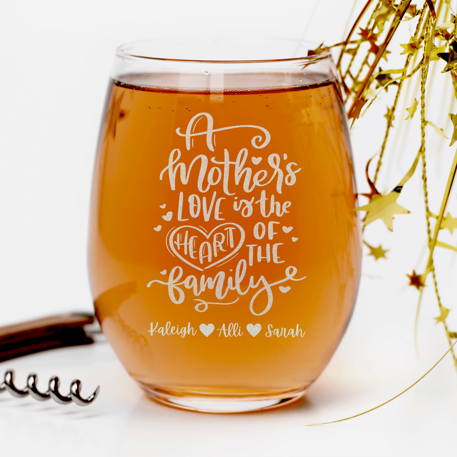 Heart Of The Family Stemless Wine Glass