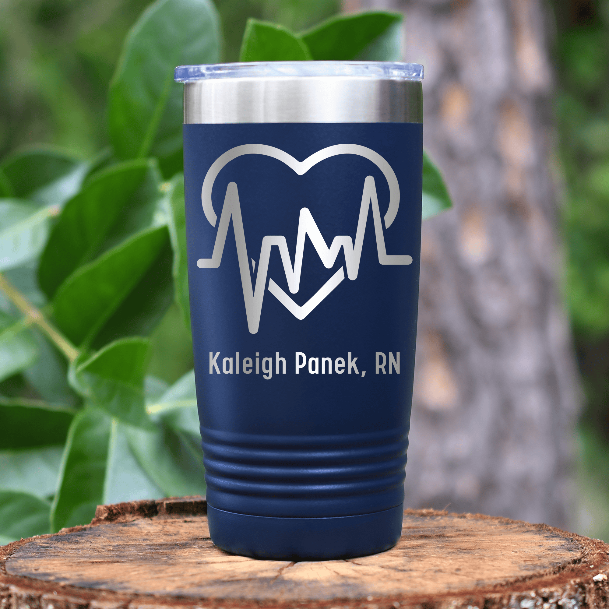 Navy Nurse Tumbler With Heartbeat Design Design