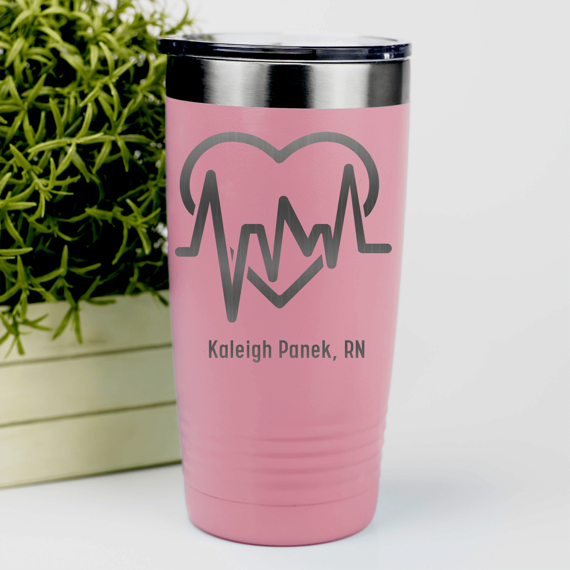 Salmon Nurse Tumbler With Heartbeat Design Design