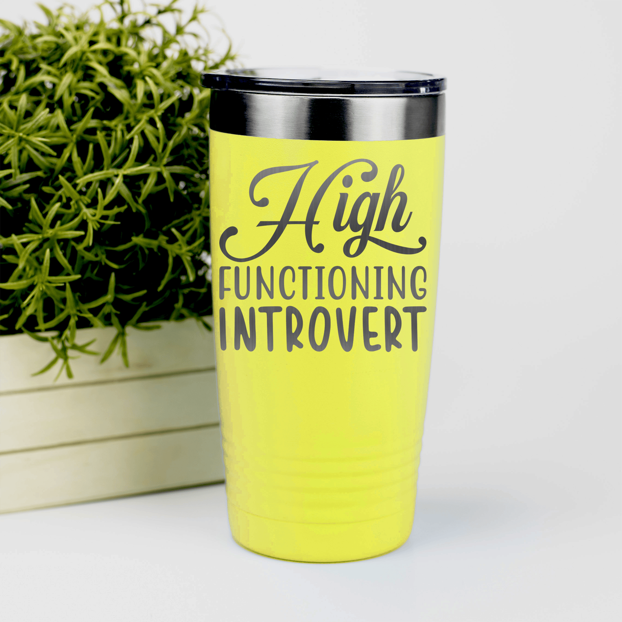 Yellow pickelball tumbler High Functioning Introvert