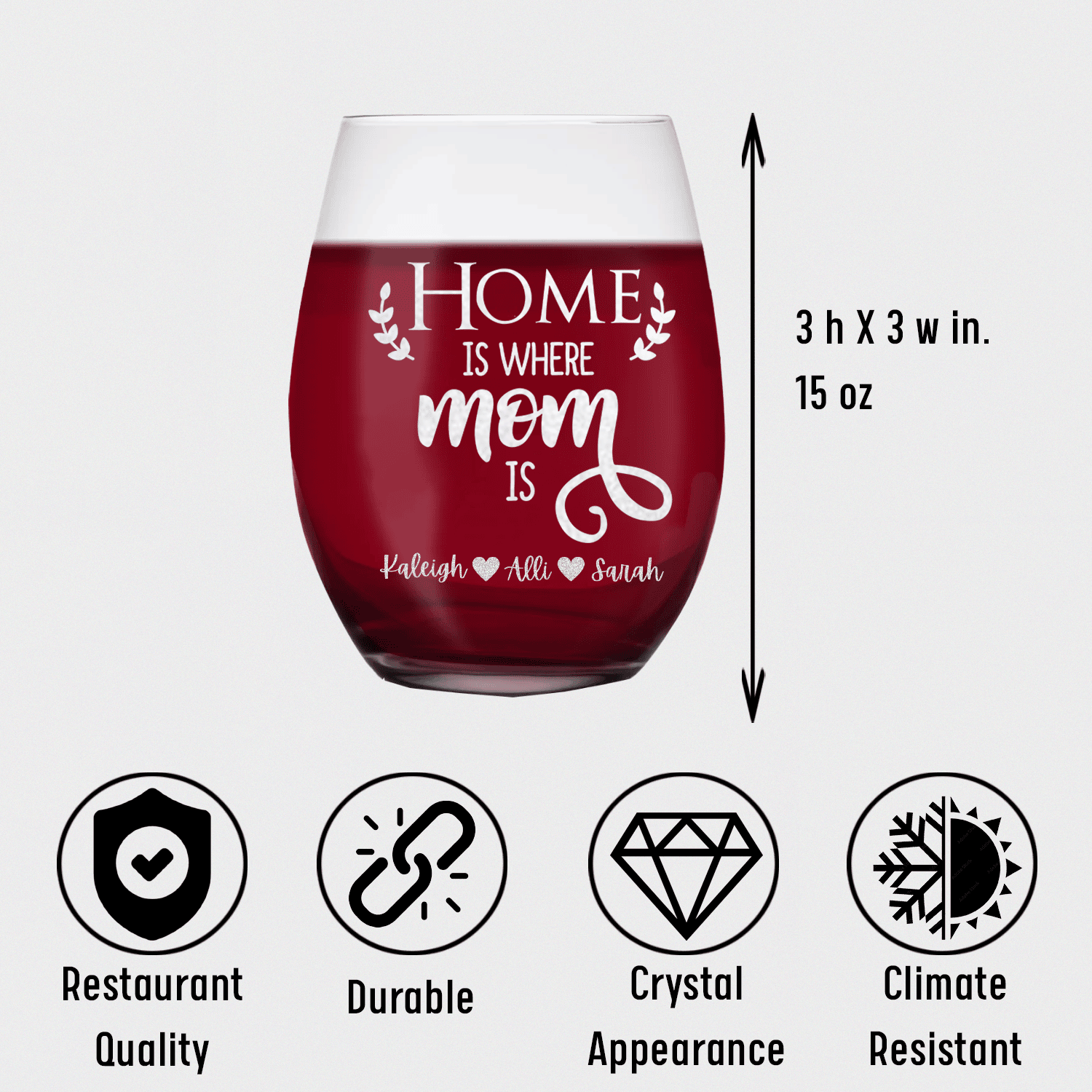 Home Is Where Mom Is Stemless Wine Glass