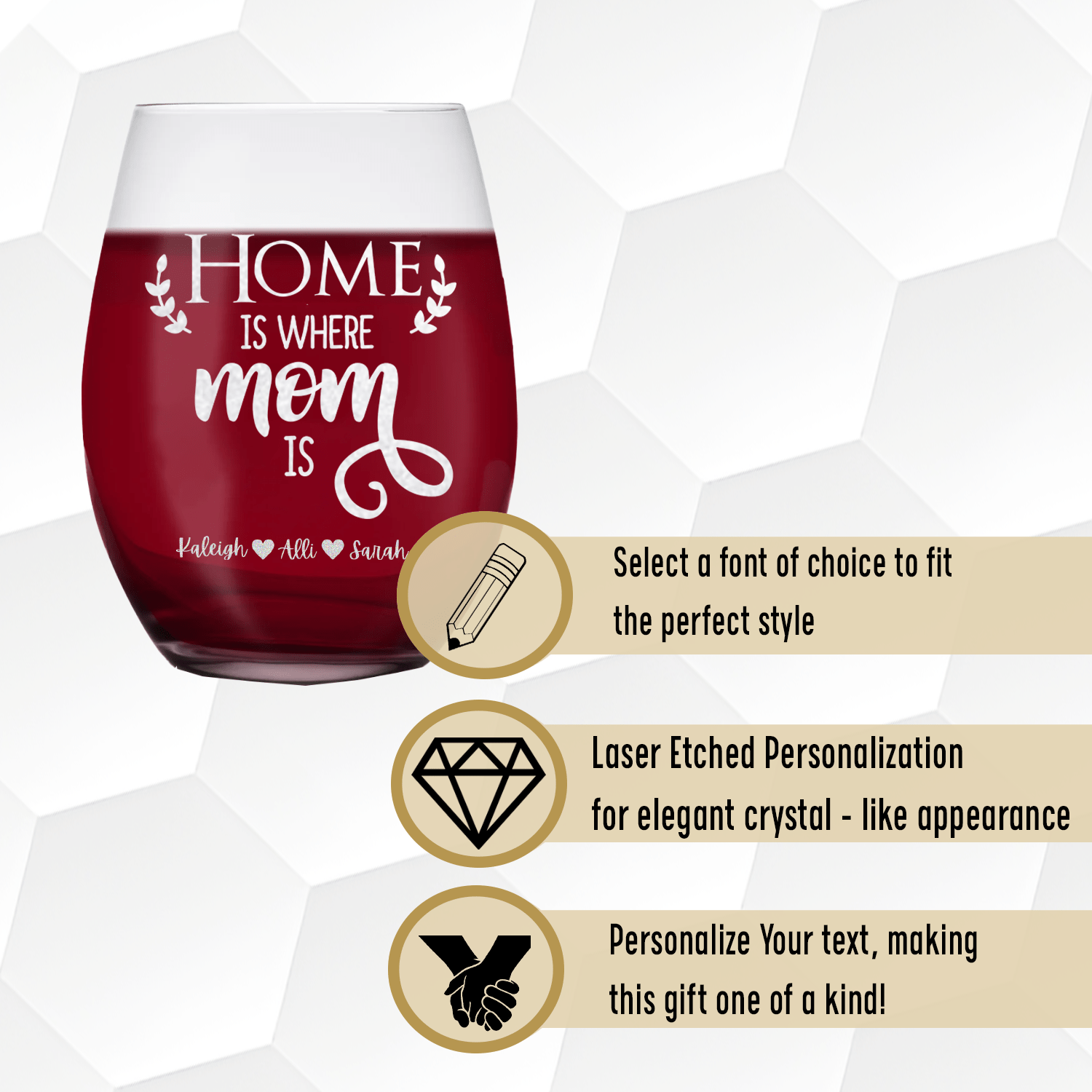 Home Is Where Mom Is Stemless Wine Glass