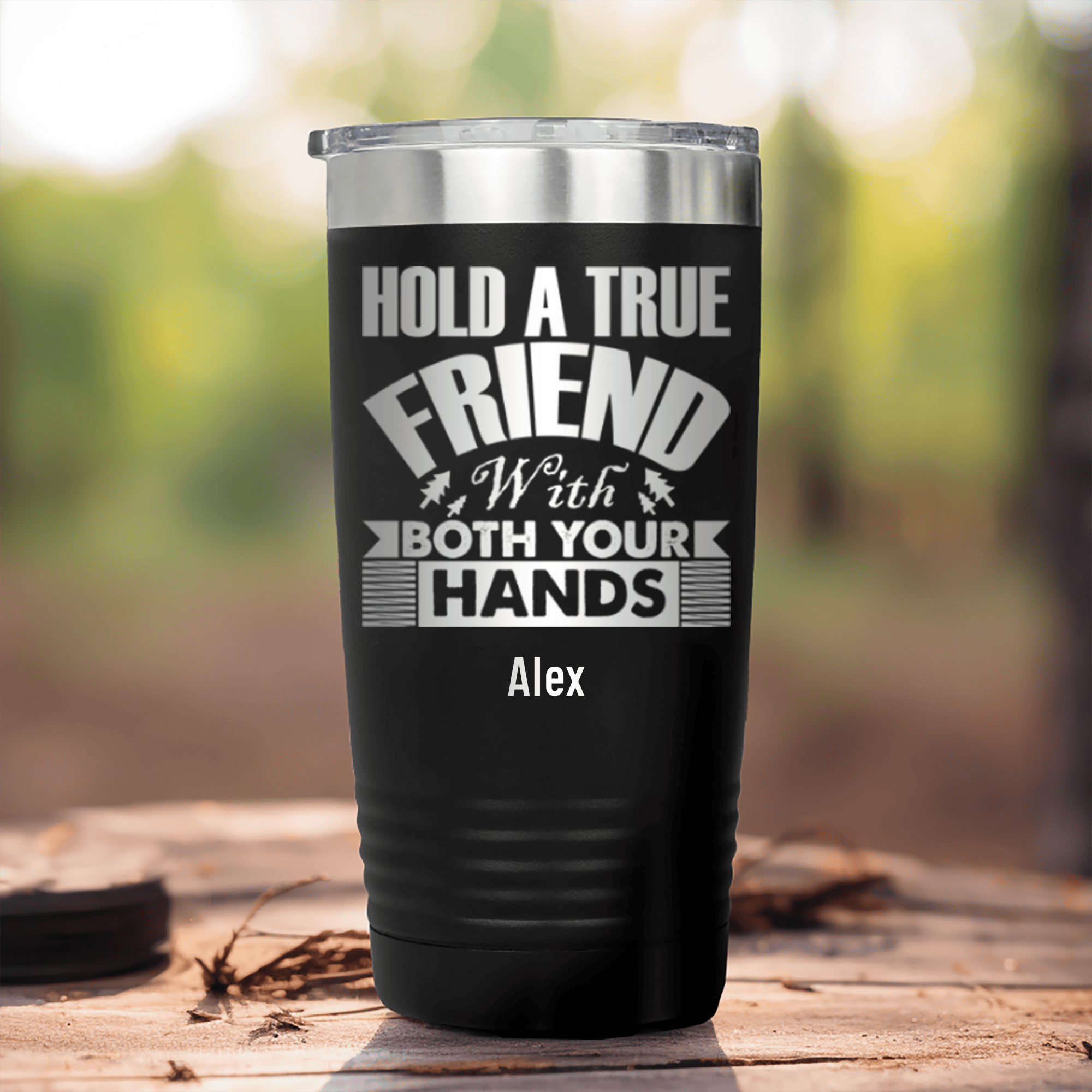 Black Best Friend Tumbler With Hug Your Friend Design