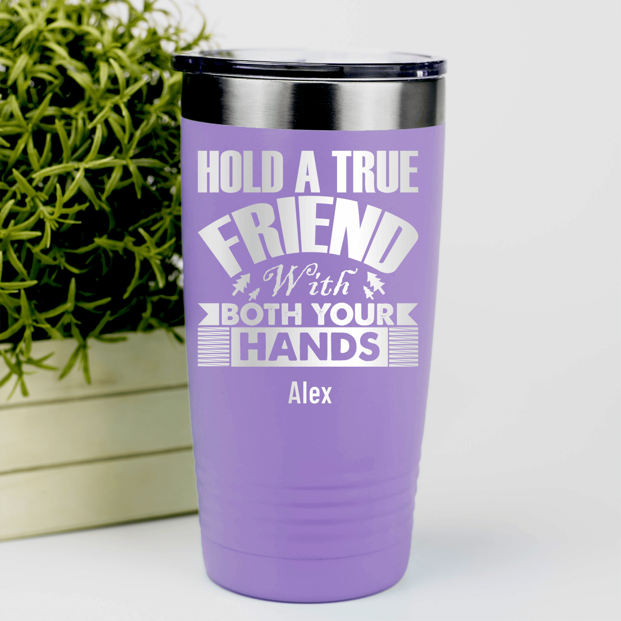 Light Purple Best Friend Tumbler With Hug Your Friend Design