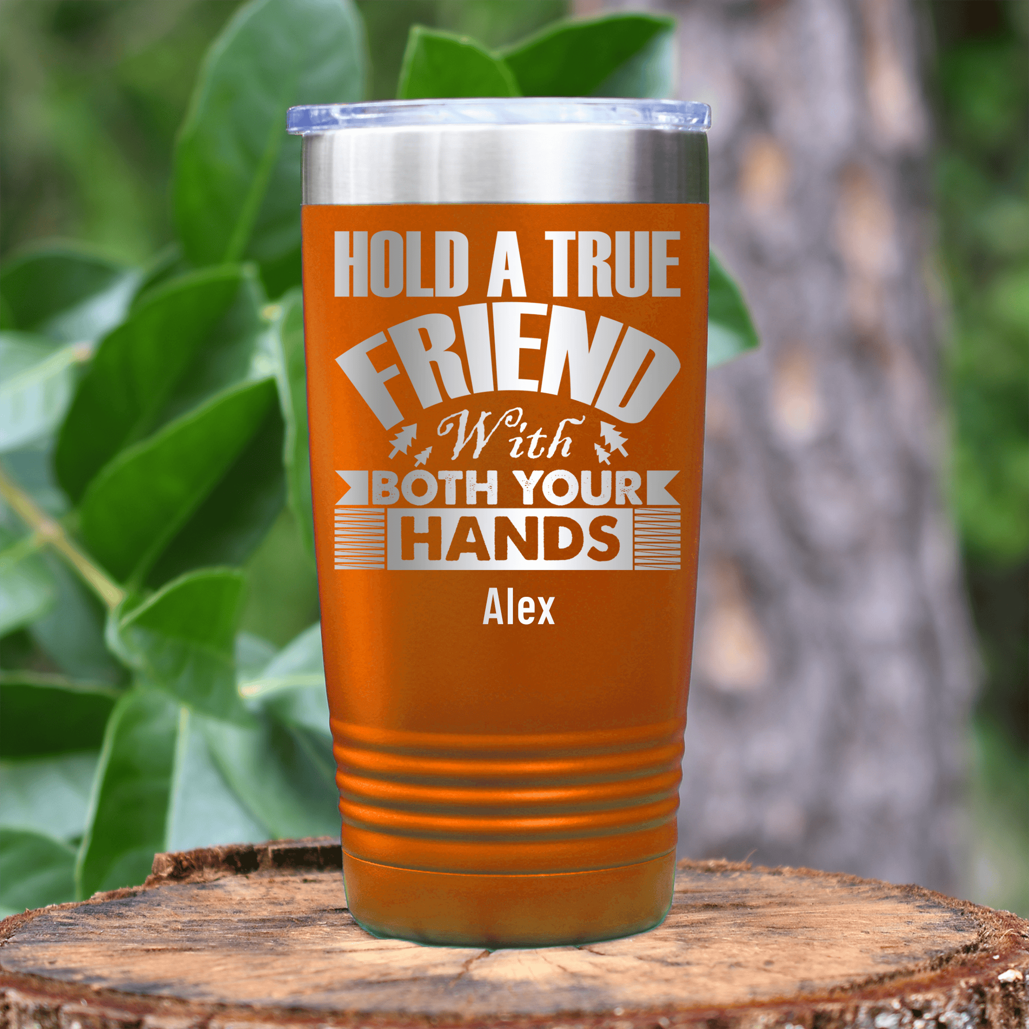 Orange Best Friend Tumbler With Hug Your Friend Design