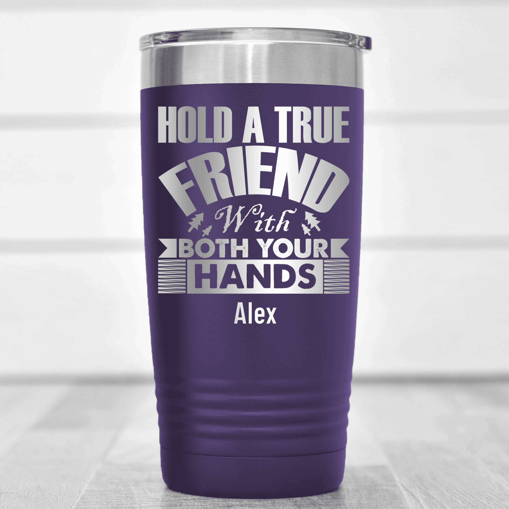 Purple Best Friend Tumbler With Hug Your Friend Design