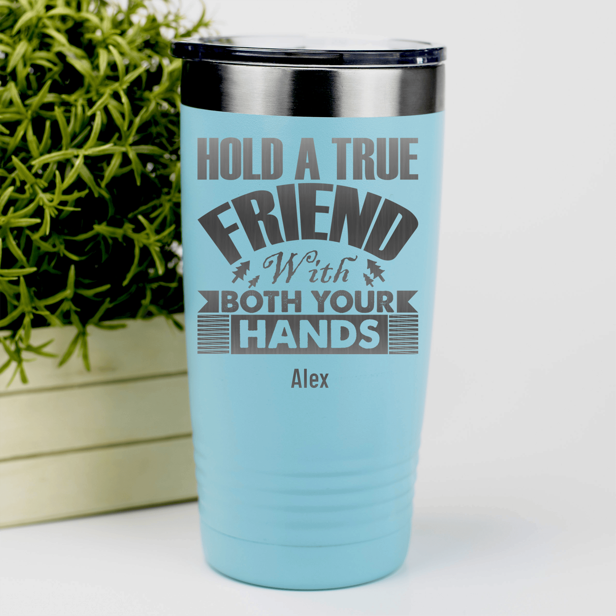 Teal Best Friend Tumbler With Hug Your Friend Design