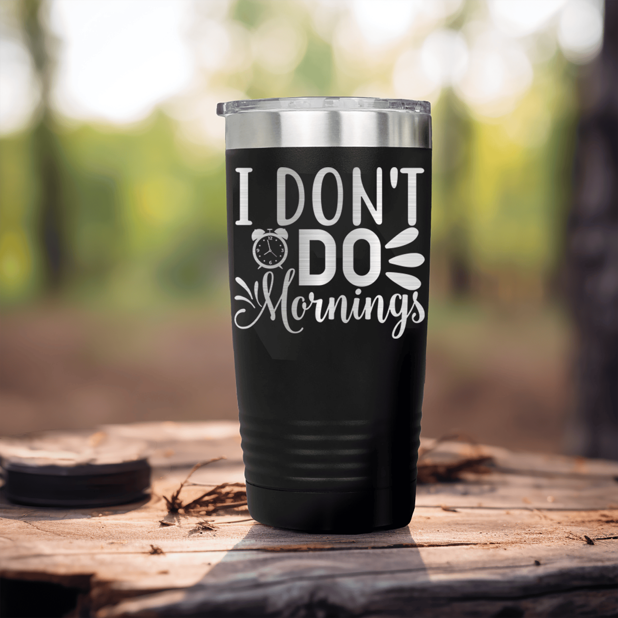 Black pickelball tumbler I Dont Do Mornings