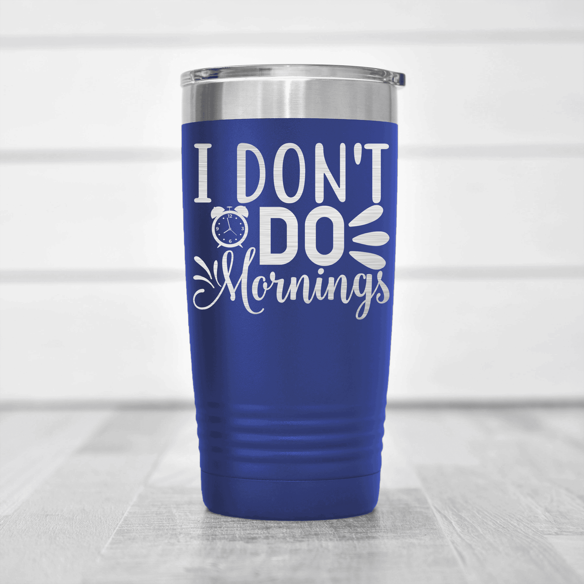 Blue pickelball tumbler I Dont Do Mornings