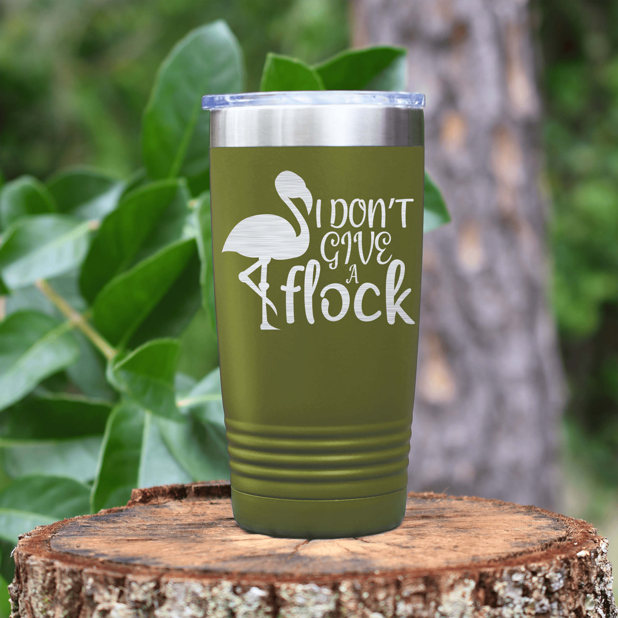 Military Green pickelball tumbler I Dont Give A Flock