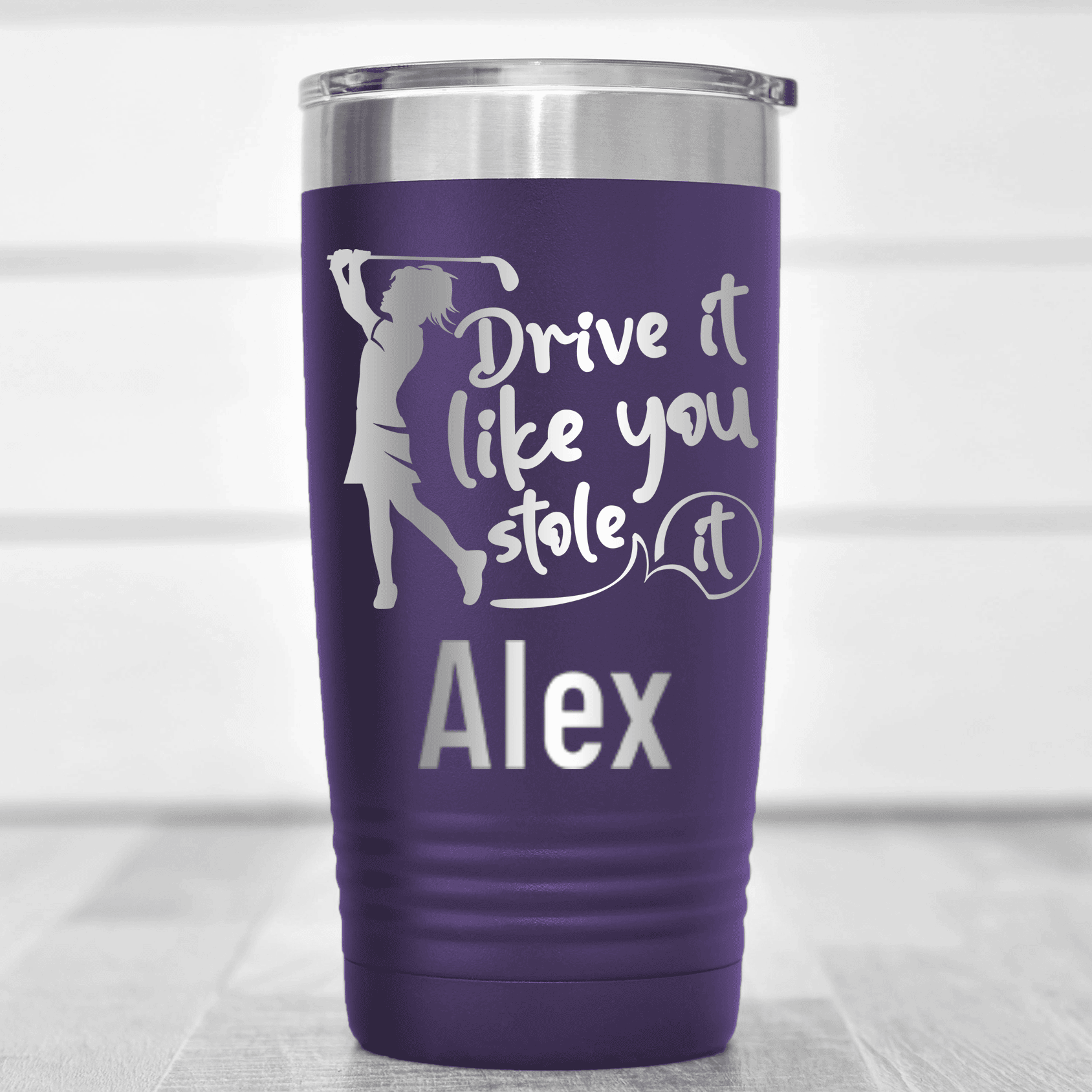 Purple Golf Gifts For Her Tumbler With I Drive Like Its Stolen Design