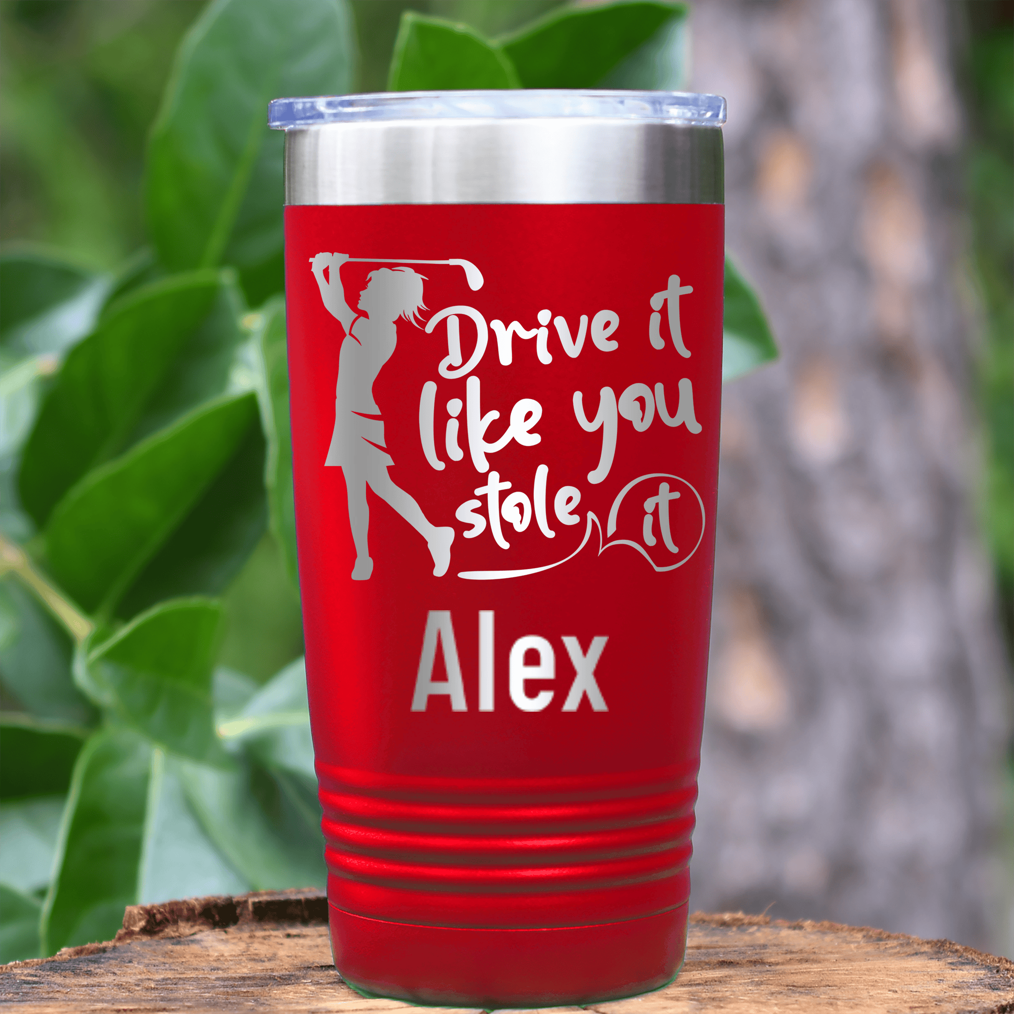 Red Golf Gifts For Her Tumbler With I Drive Like Its Stolen Design