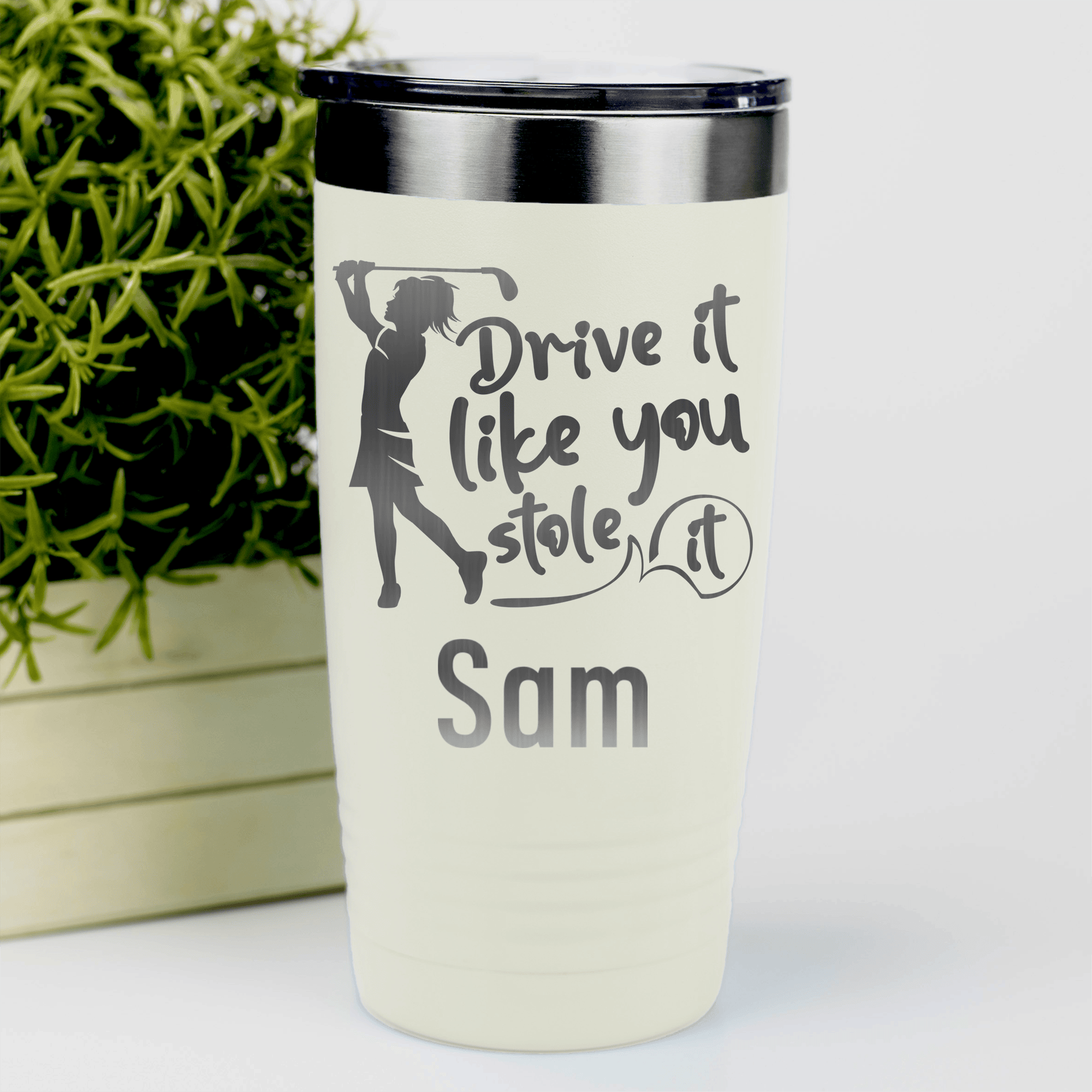 White Golf Gifts For Her Tumbler With I Drive Like Its Stolen Design