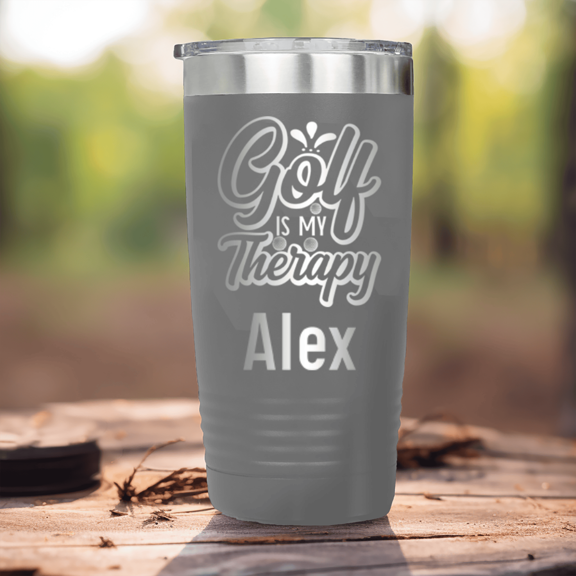 Grey Golf Gifts For Her Tumbler With I Golf For Therapy Design