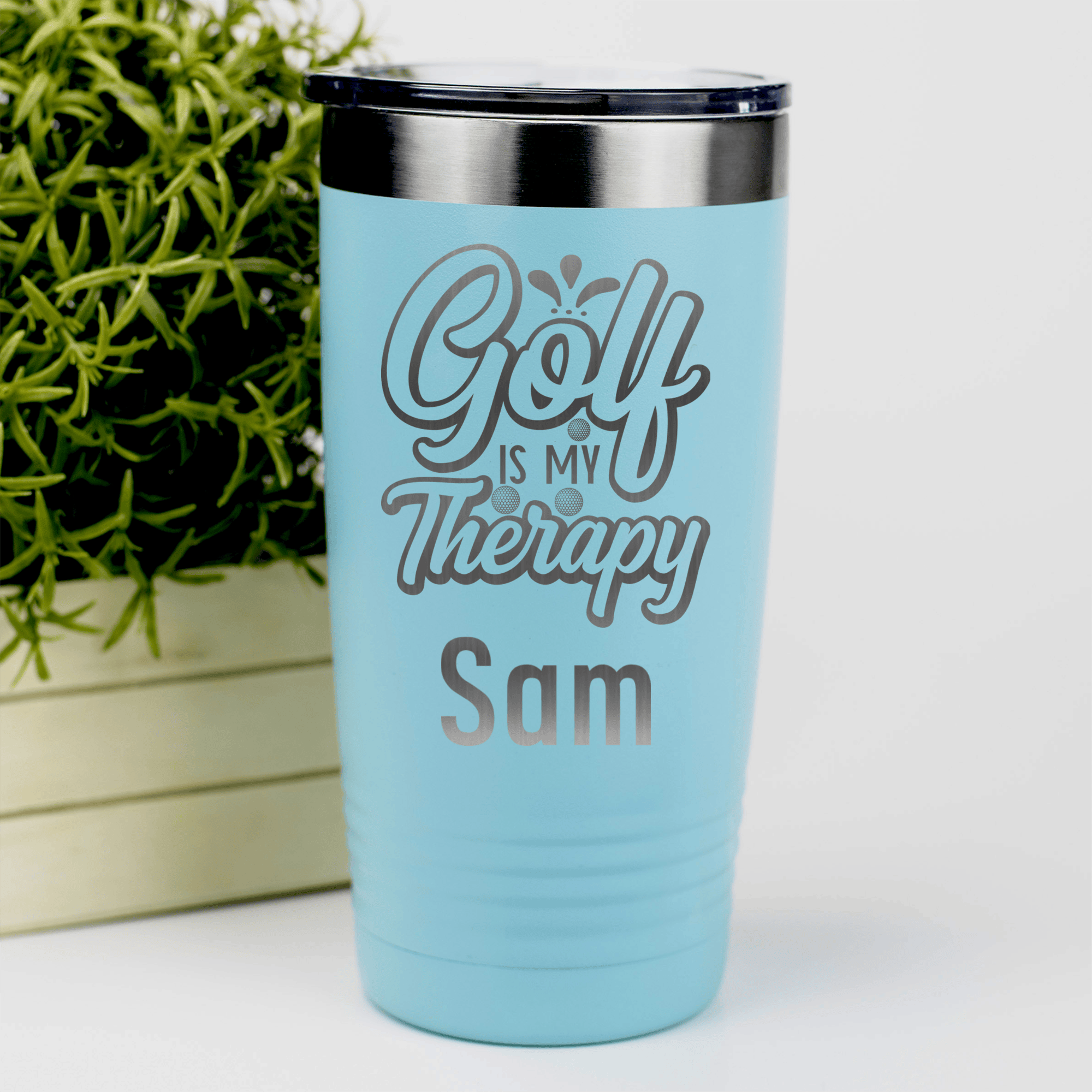 Teal Golf Gifts For Her Tumbler With I Golf For Therapy Design