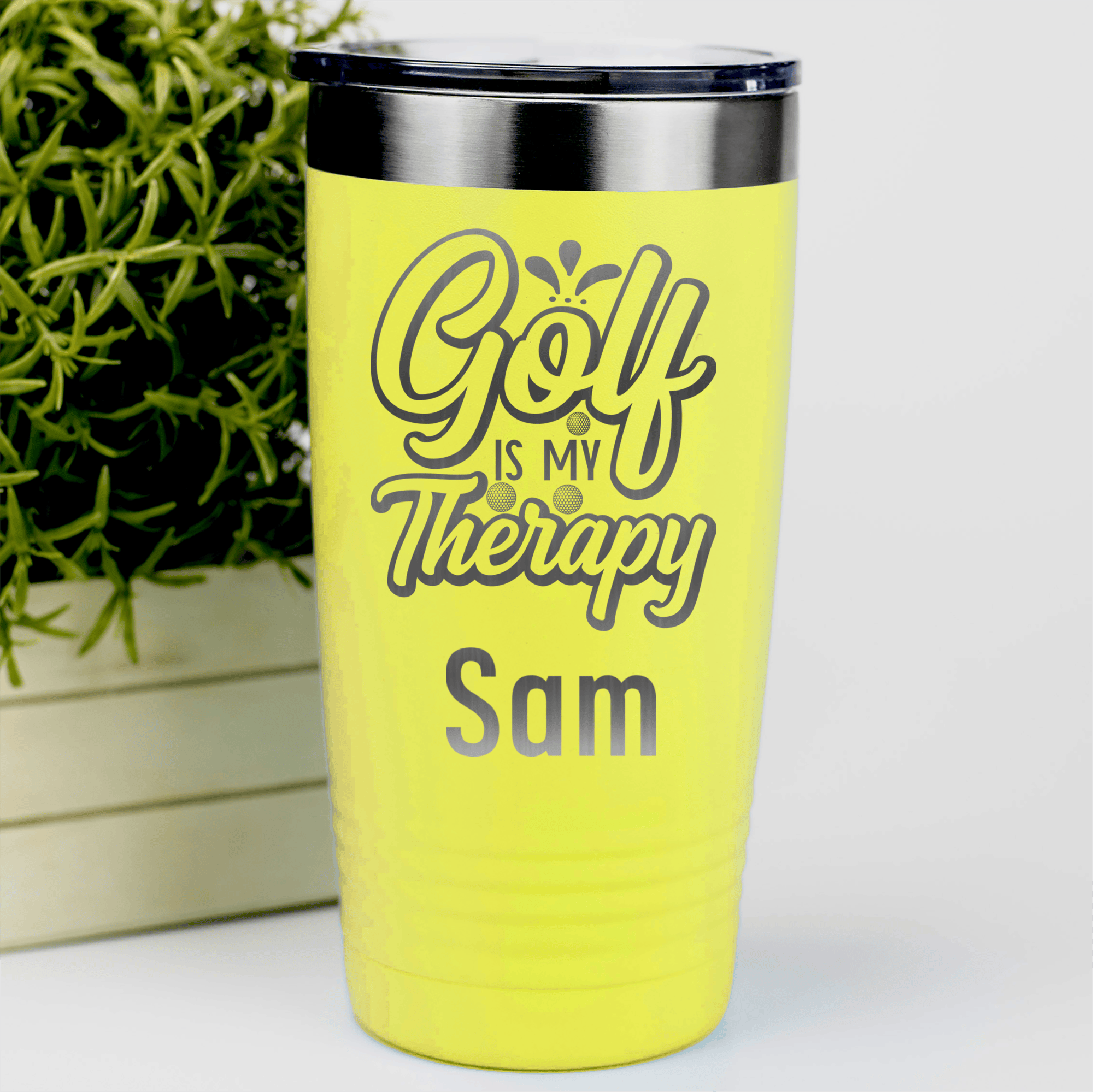 Yellow Golf Gifts For Her Tumbler With I Golf For Therapy Design