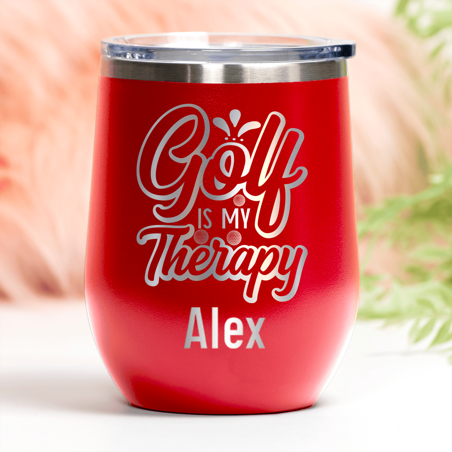 Red Golf Gifts For Her Wine Tumbler With I Golf For Therapy Design