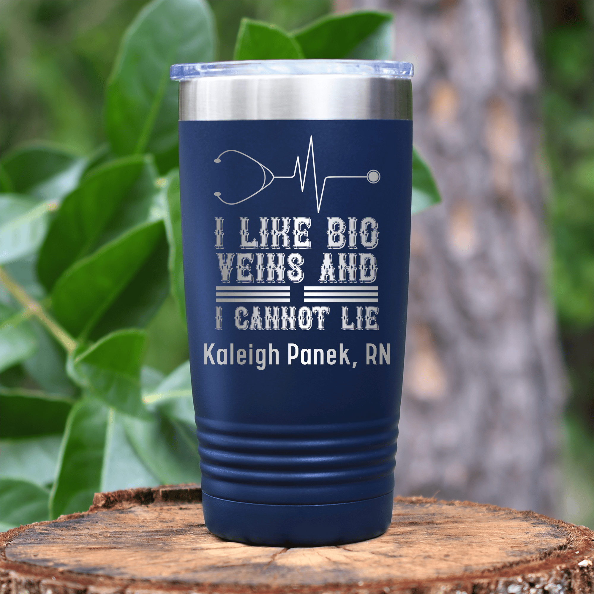 Navy Nurse Tumbler With I Like Big Veins I Can Not Lie Design