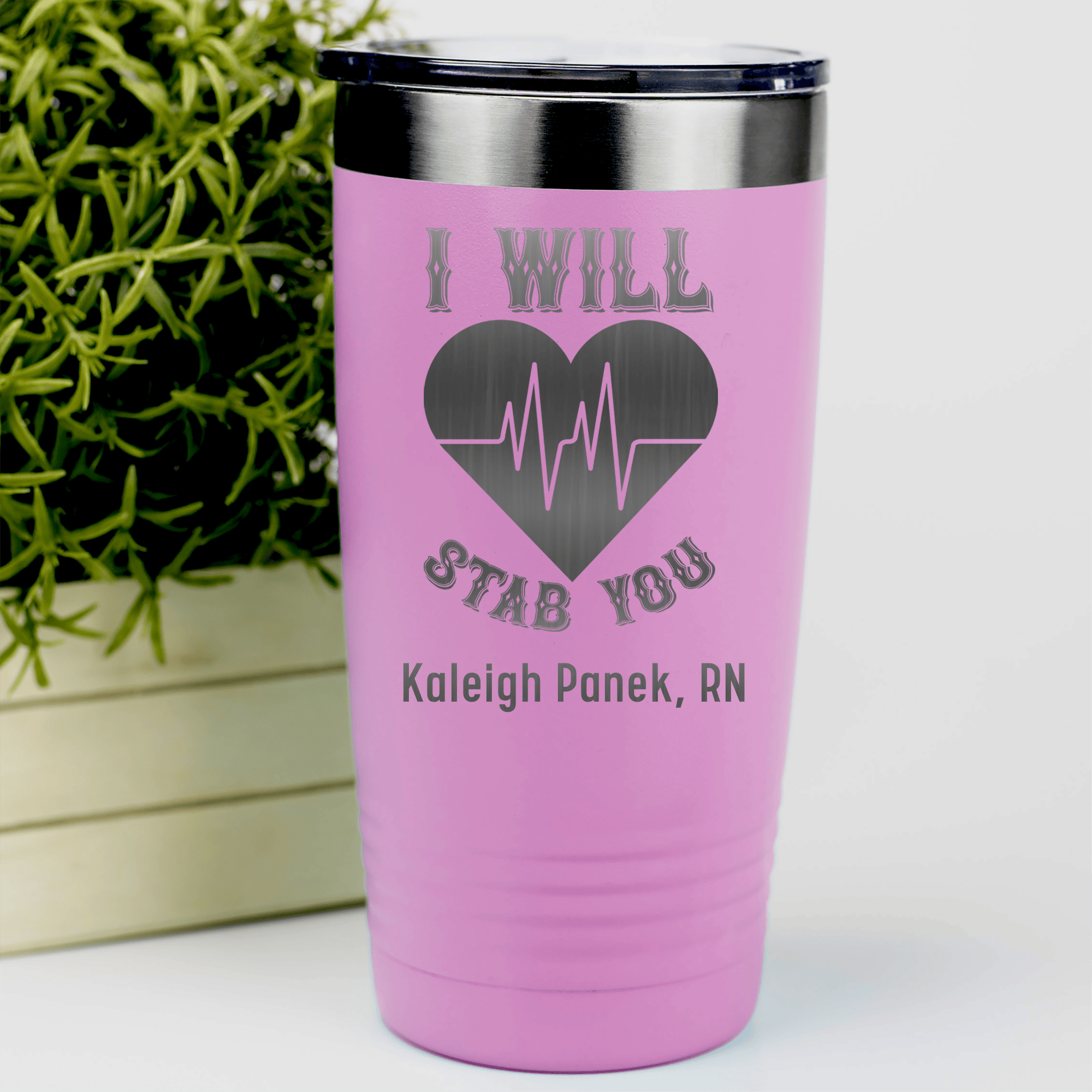 Pink Nurse Tumbler With I Will Stab You Design