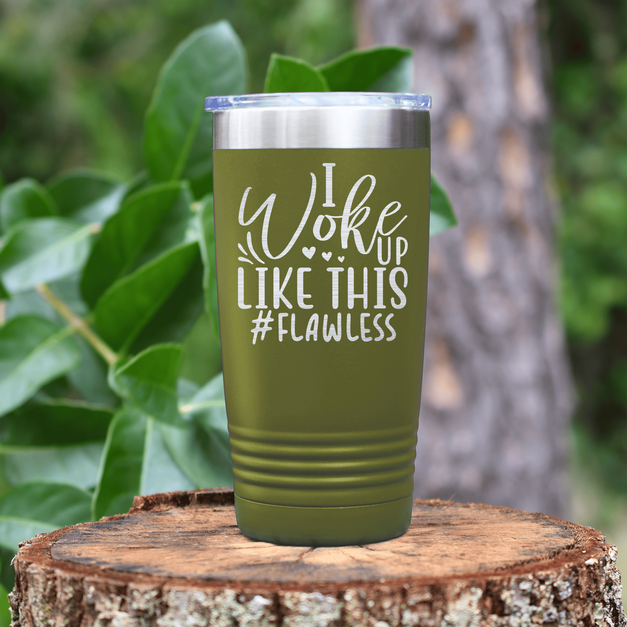 Military Green pickelball tumbler I Wake Up Flawless