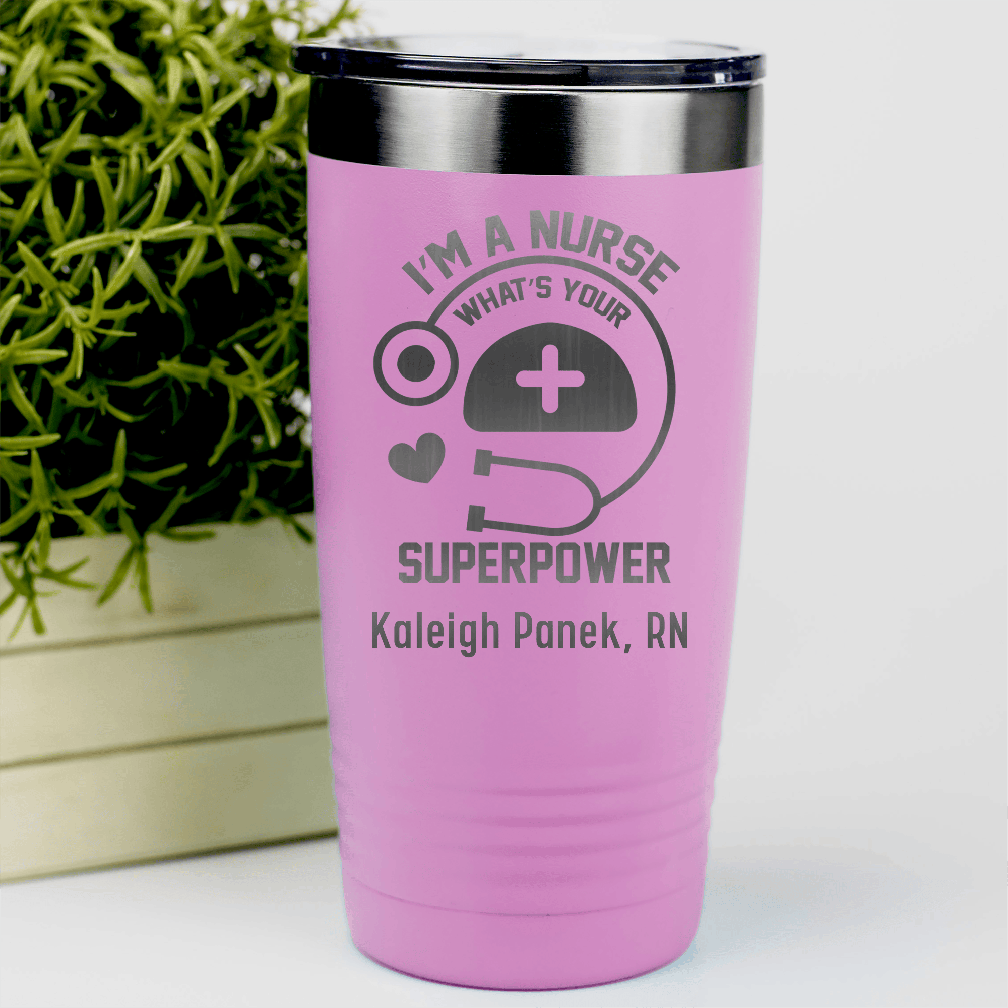 Pink Nurse Tumbler With Im A Nurse Whats Your Superpower Design