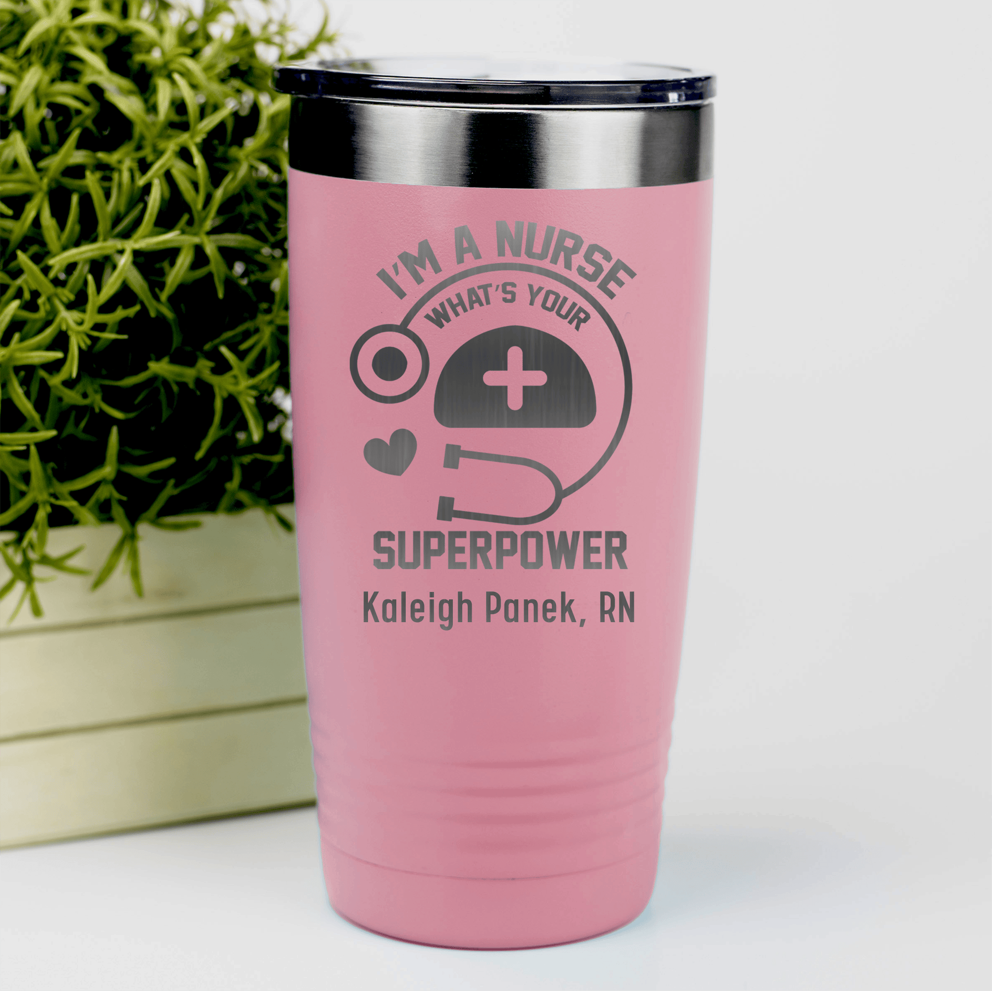 Salmon Nurse Tumbler With Im A Nurse Whats Your Superpower Design