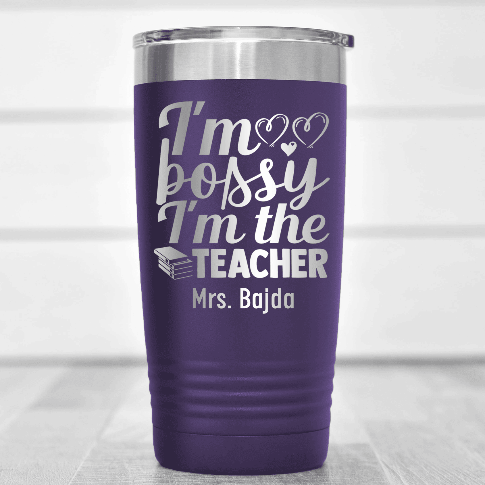 Purple Teacher Tumbler With Im Not Bossy Im The Teacher Design