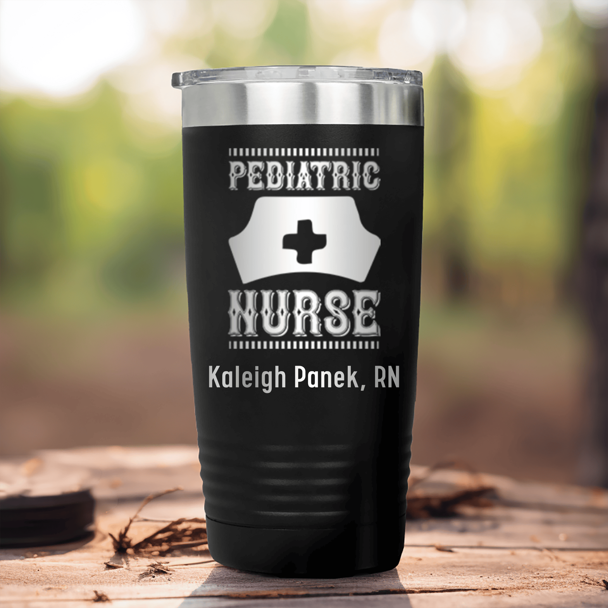 Black Nurse Tumbler With Im Pediatric Nurse Design