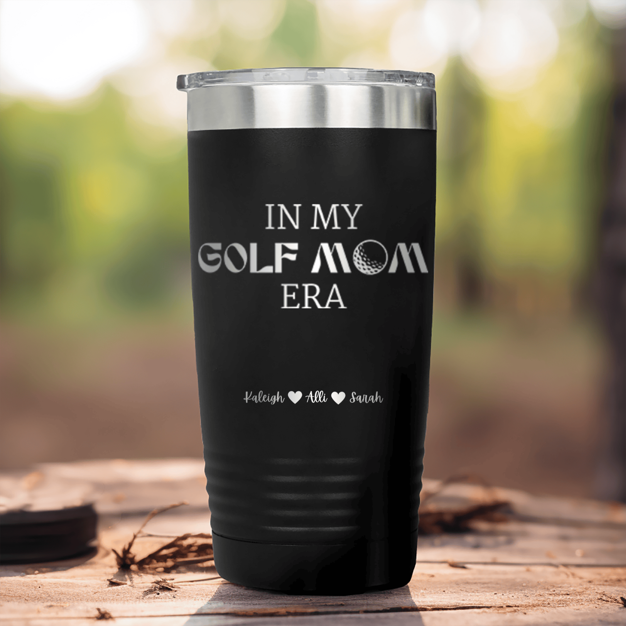 Black Golf Mom Tumbler With In My Golf Mom Era Design