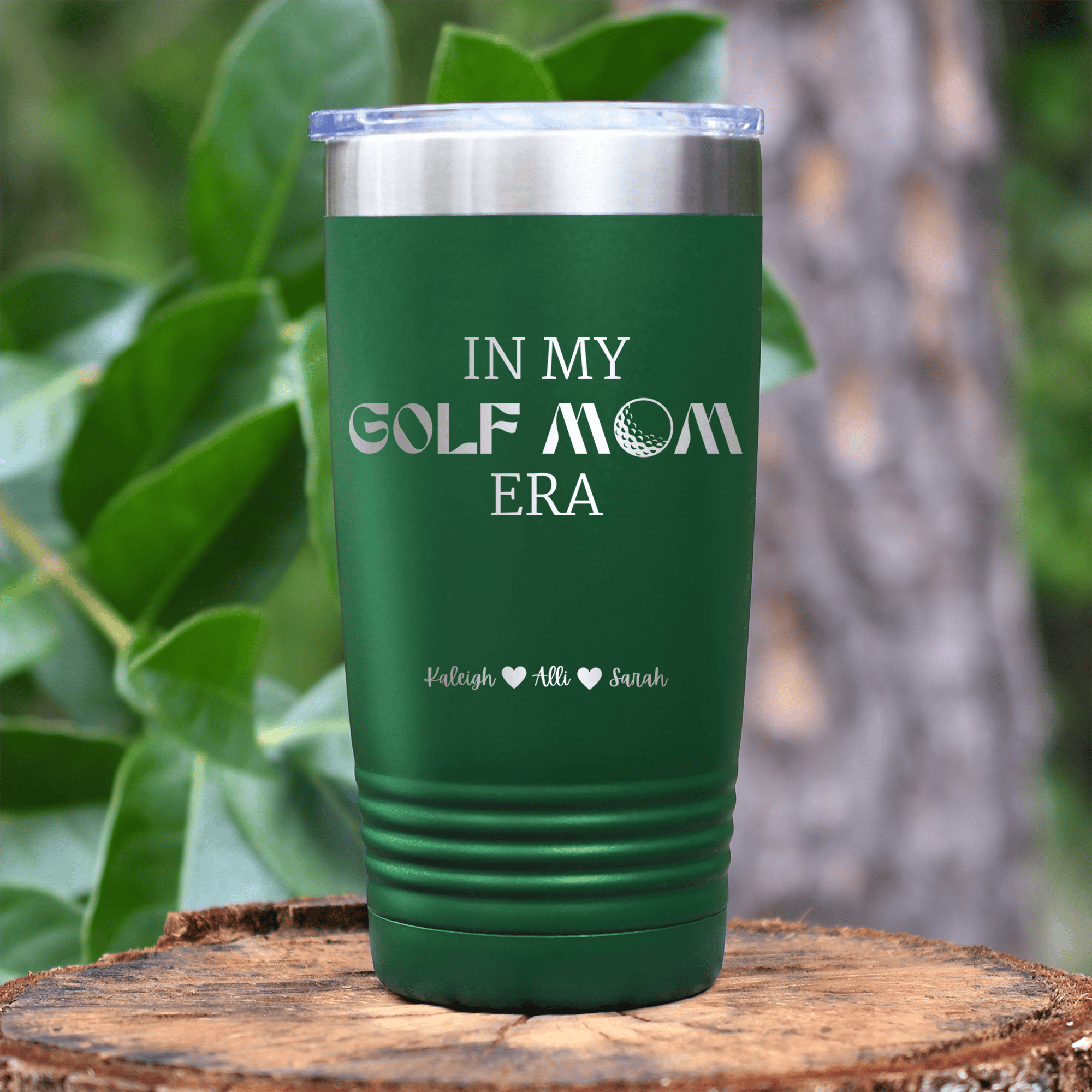 Green Golf Mom Tumbler With In My Golf Mom Era Design