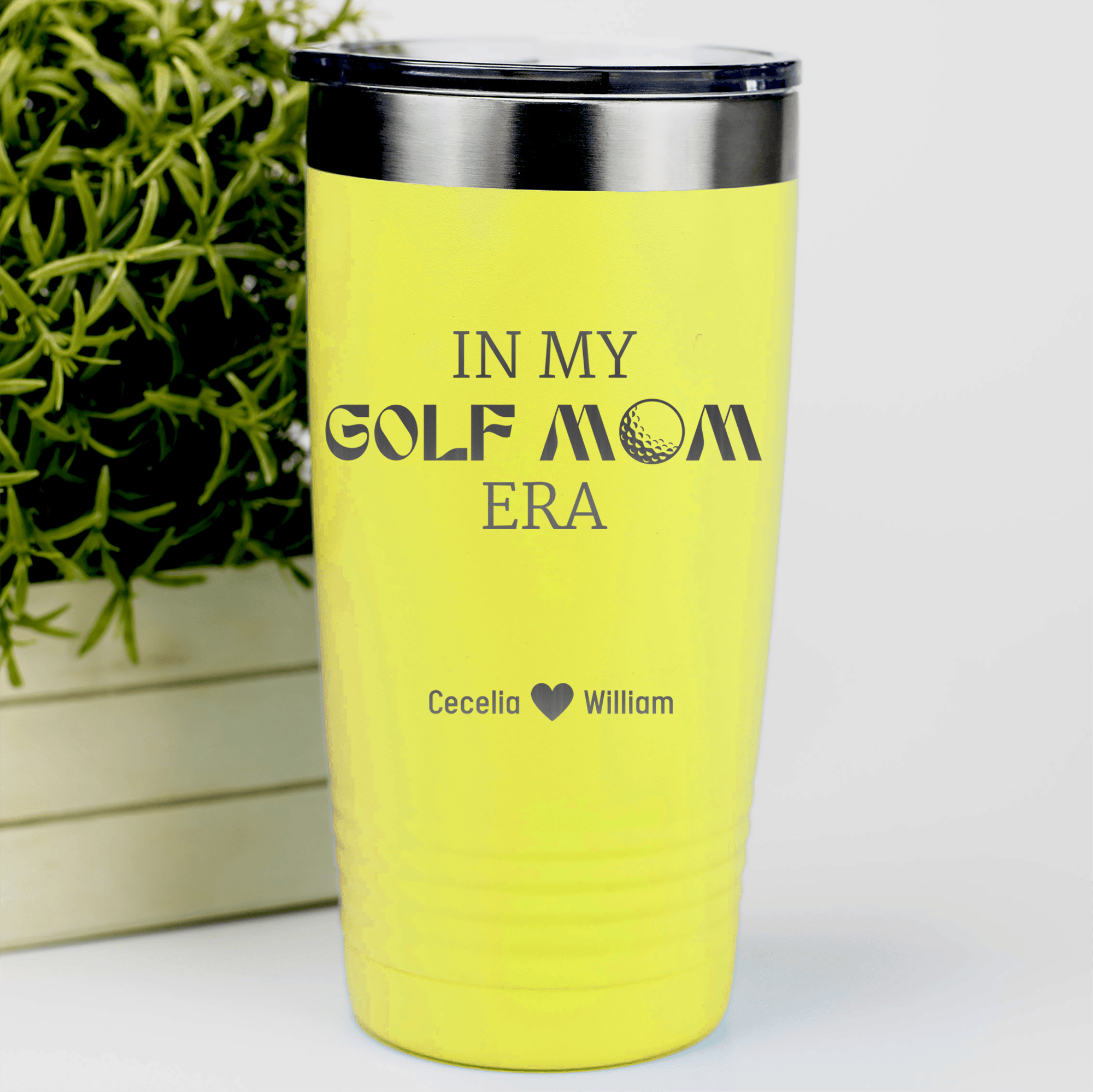 Yellow Golf Mom Tumbler With In My Golf Mom Era Design