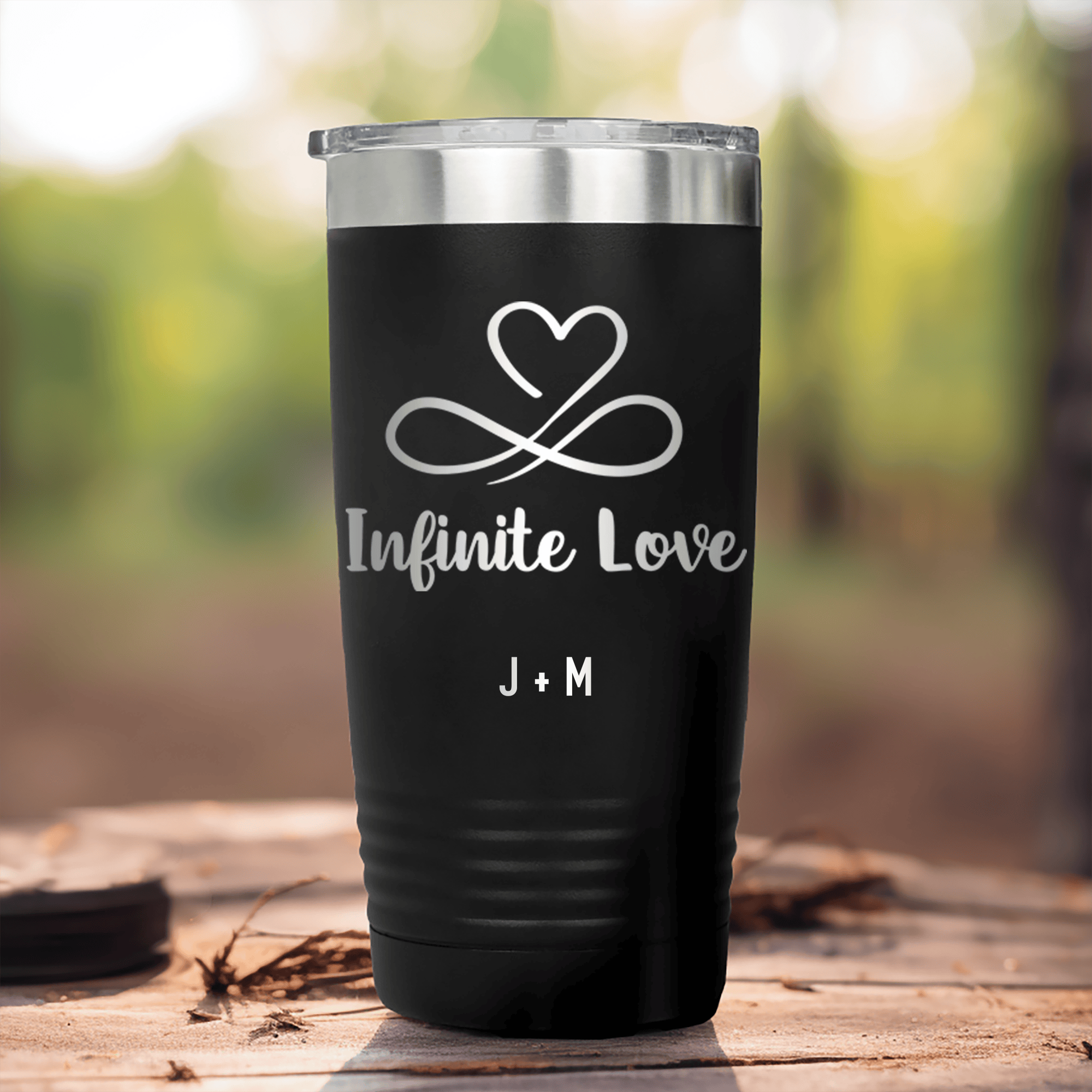 Black Valentines Day Tumbler With Infinite Love Design