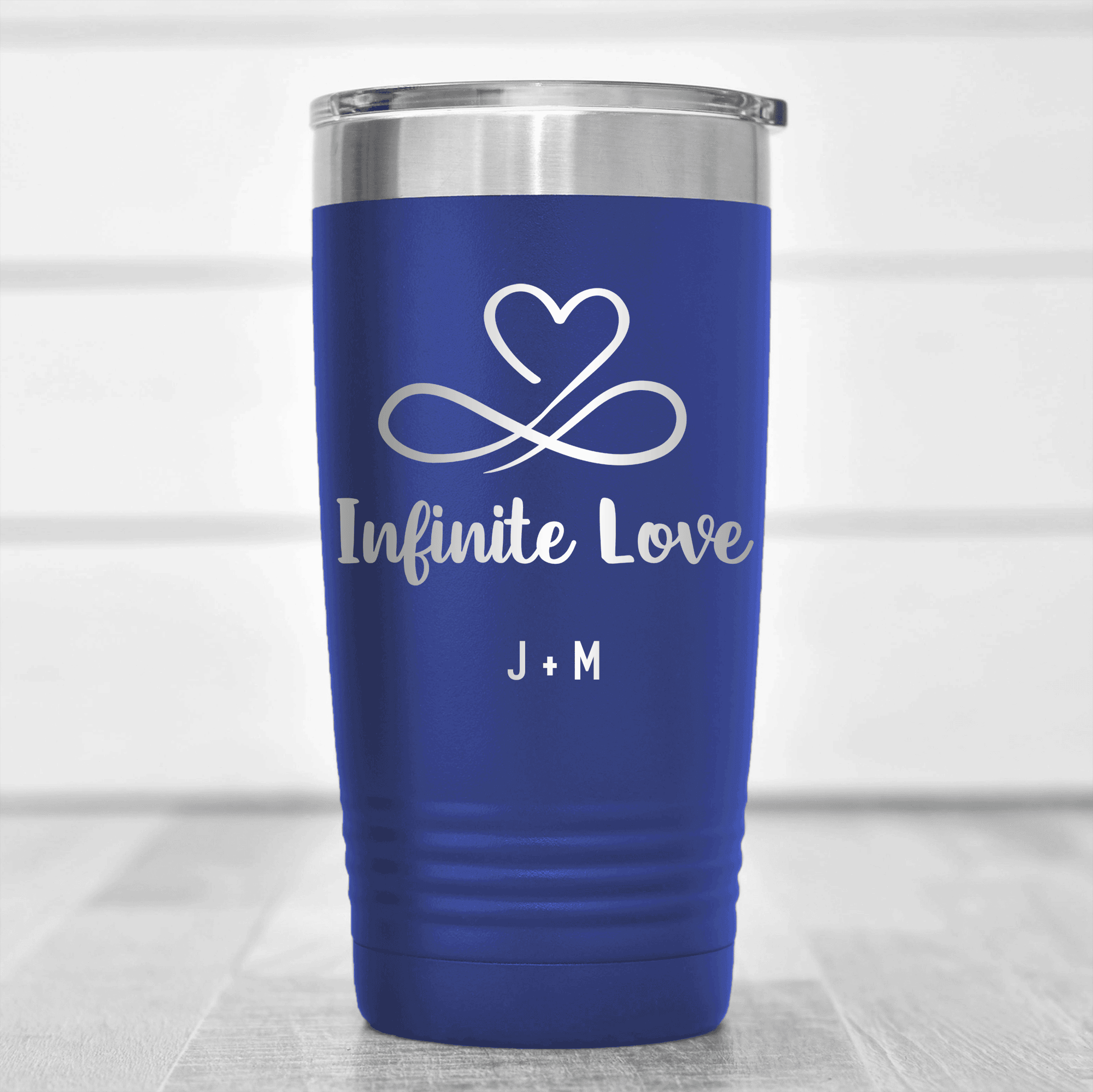 Blue Valentines Day Tumbler With Infinite Love Design