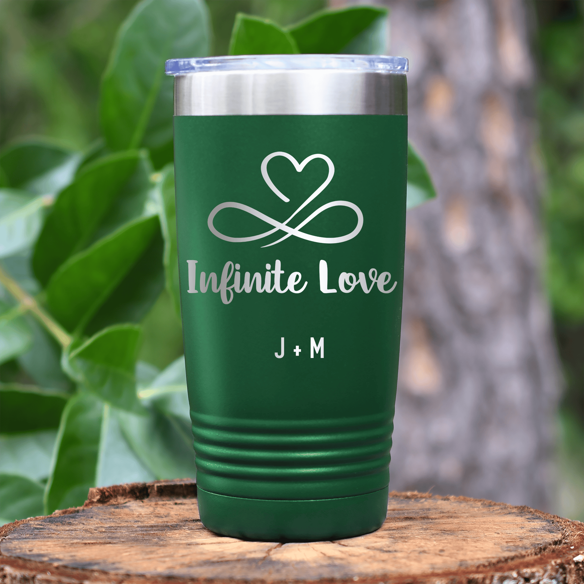 Green Valentines Day Tumbler With Infinite Love Design