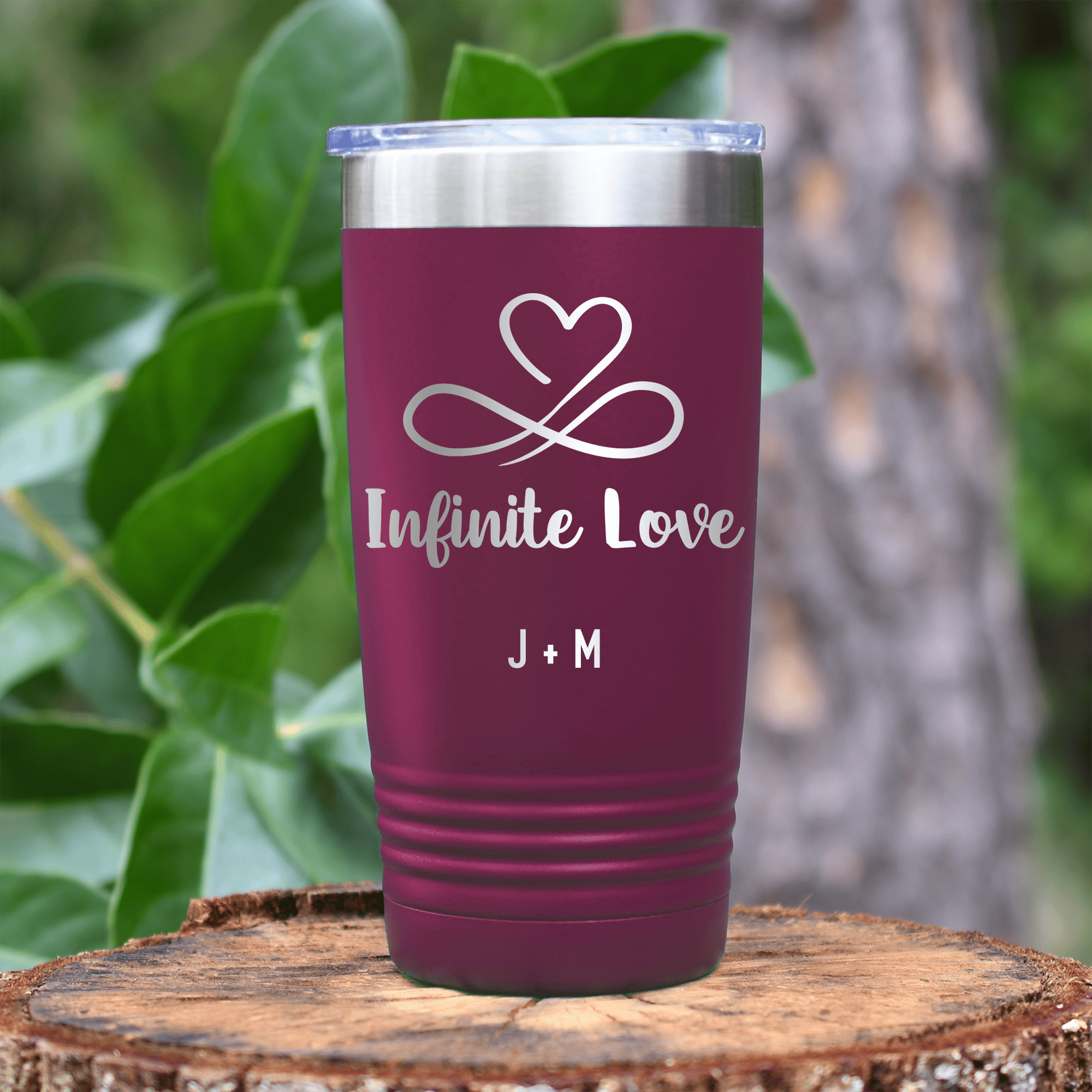 Maroon Valentines Day Tumbler With Infinite Love Design