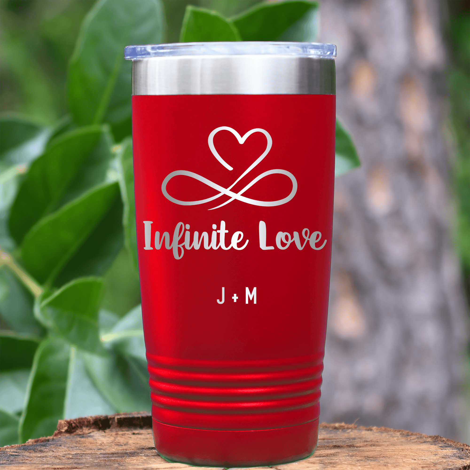 Red Valentines Day Tumbler With Infinite Love Design