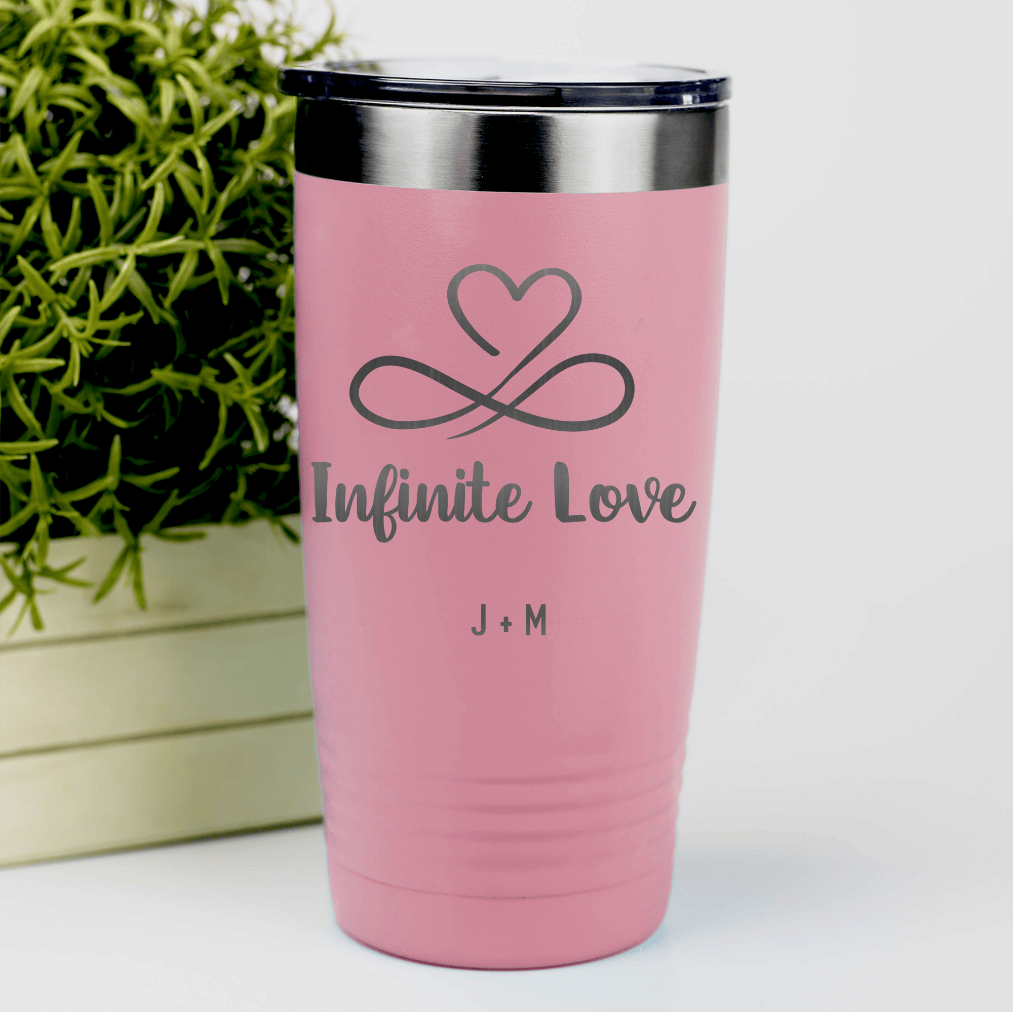 Salmon Valentines Day Tumbler With Infinite Love Design