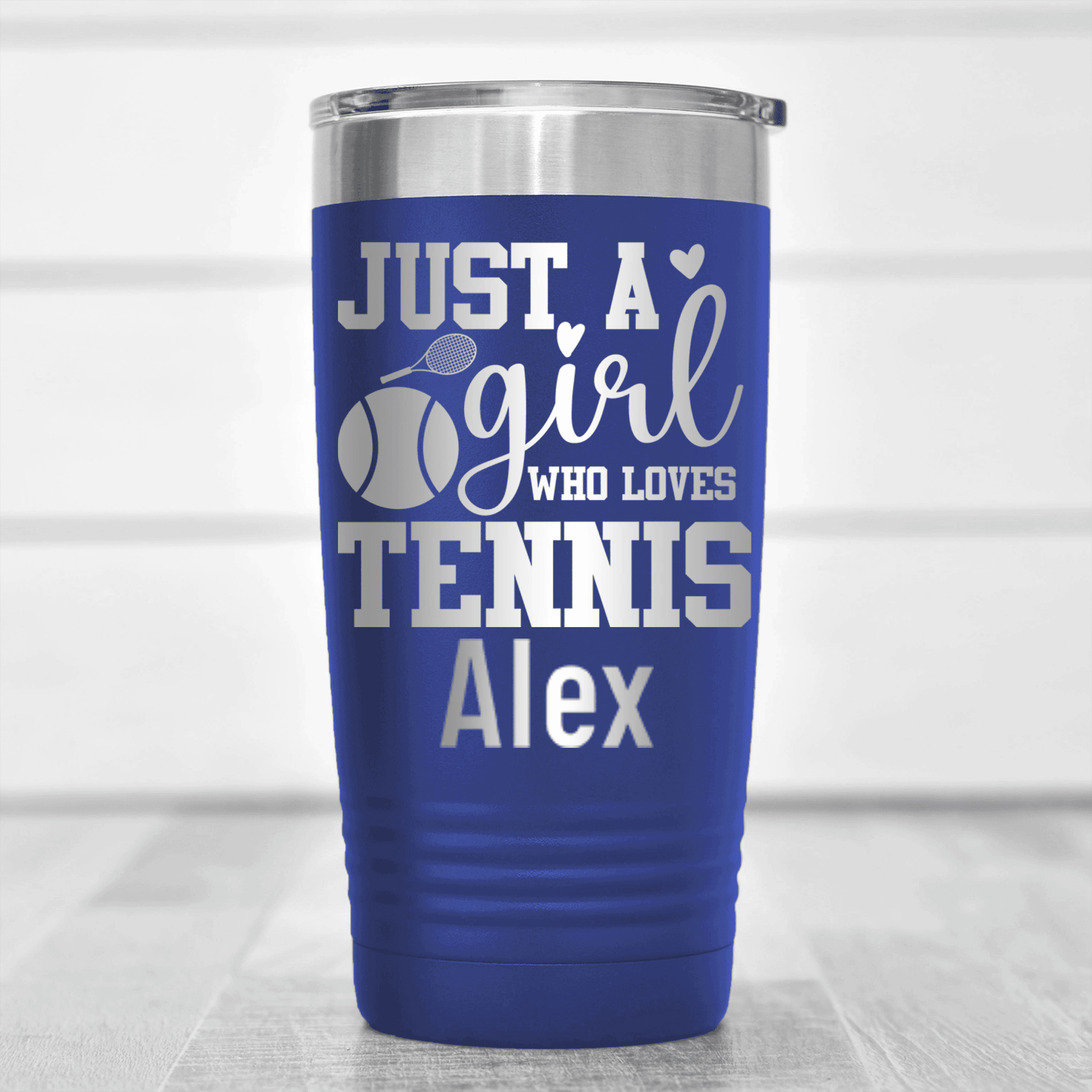 Blue Tennis For Her Tumbler With Just A Girl Loving Tennis Design