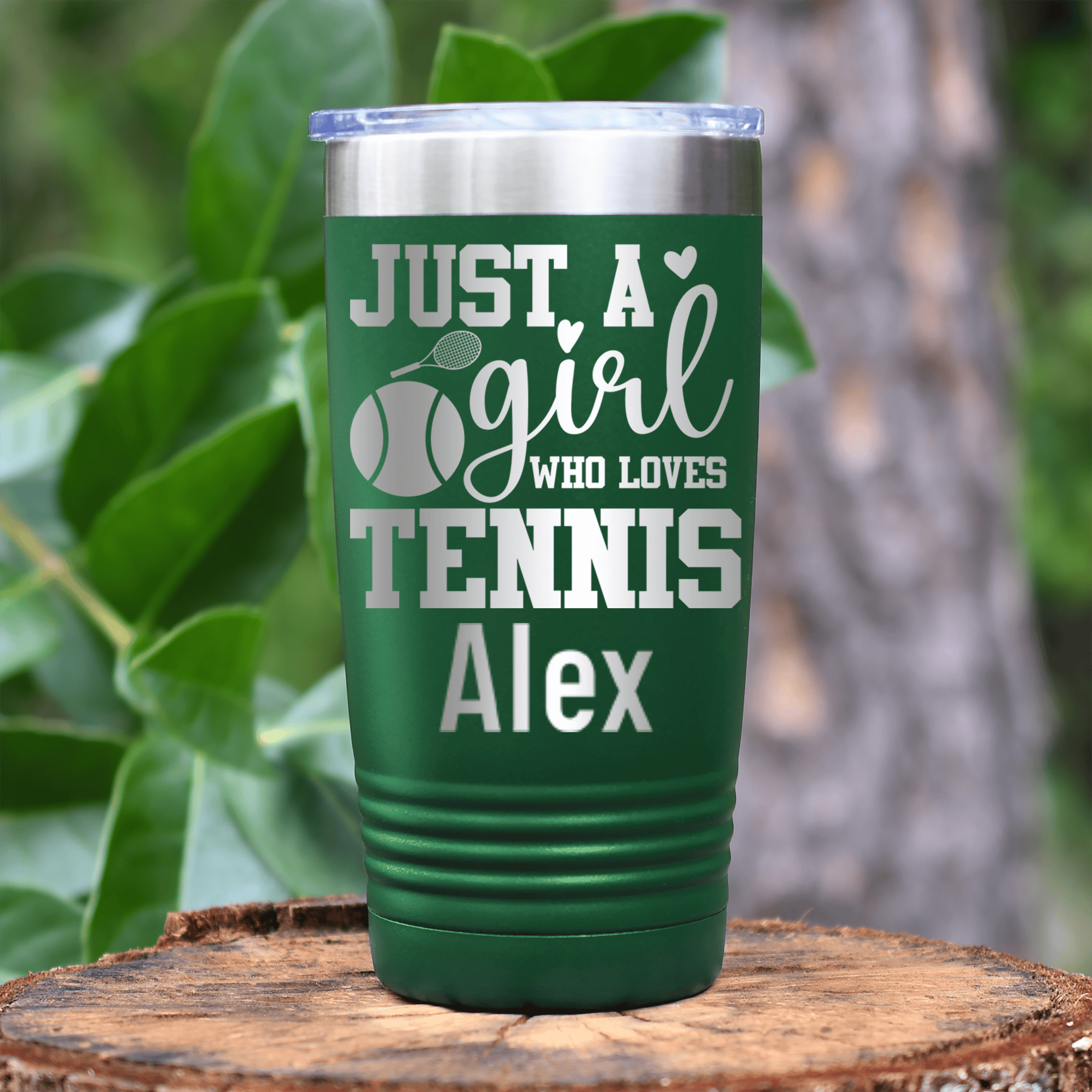 Green Tennis For Her Tumbler With Just A Girl Loving Tennis Design